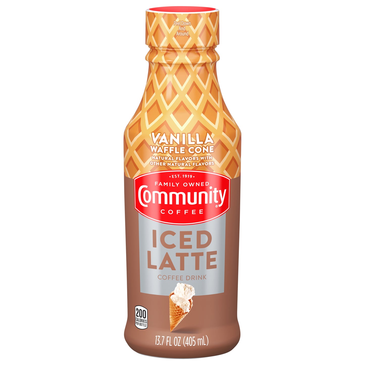 Community Coffee Vanilla Waffle Cone Iced Latte RTD 13.7 fl oz Bottle