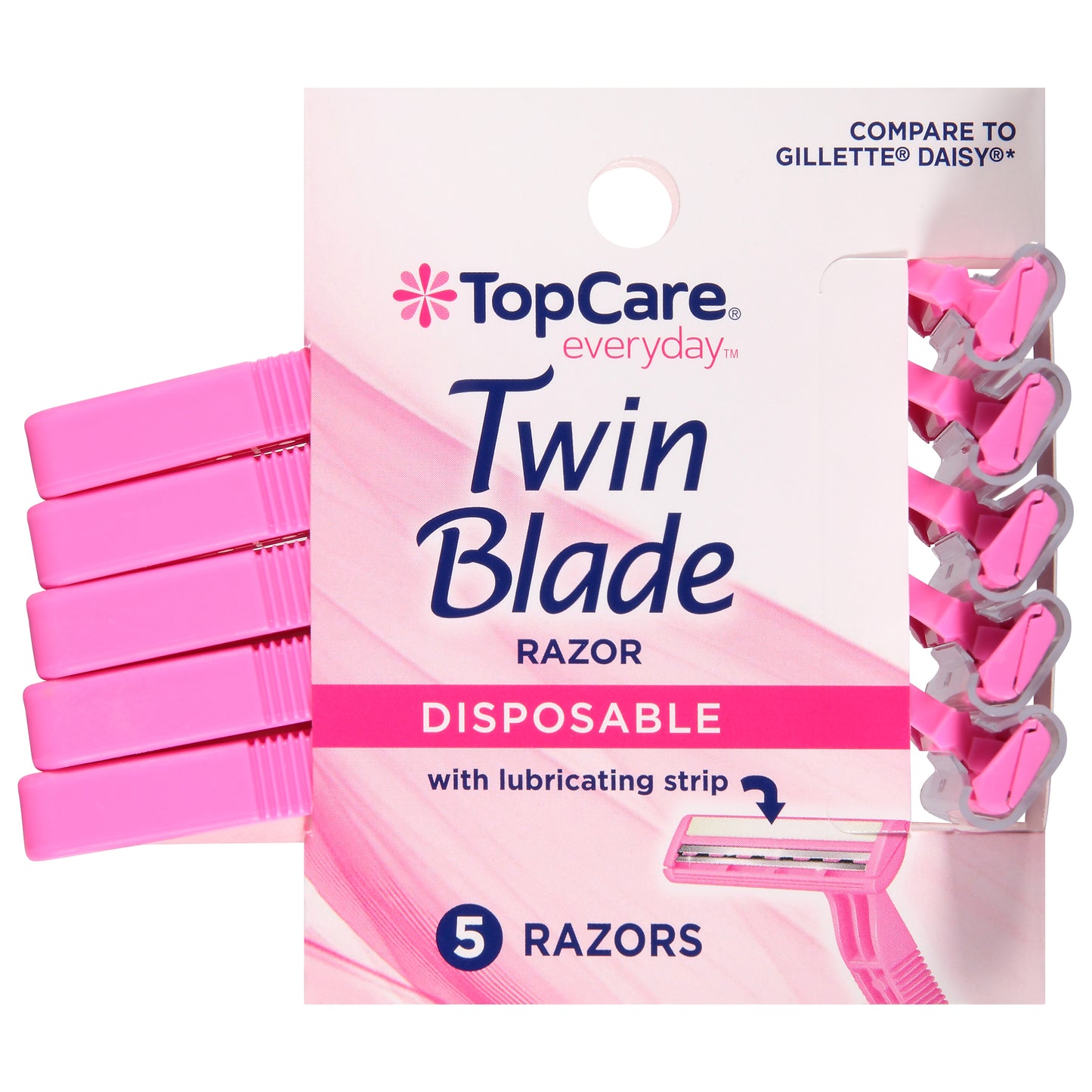 TopCare Everyday Twin Blade Disposable Razors 5 ea - COMPARE TO GILLETTE DAISY*