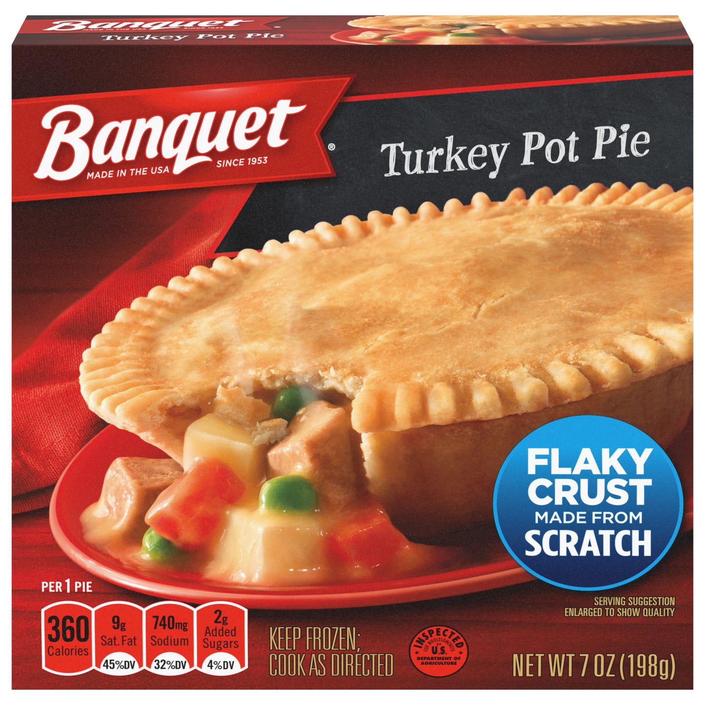 Banquet Frozen Pot Pie Dinner, Turkey, 7 Oz