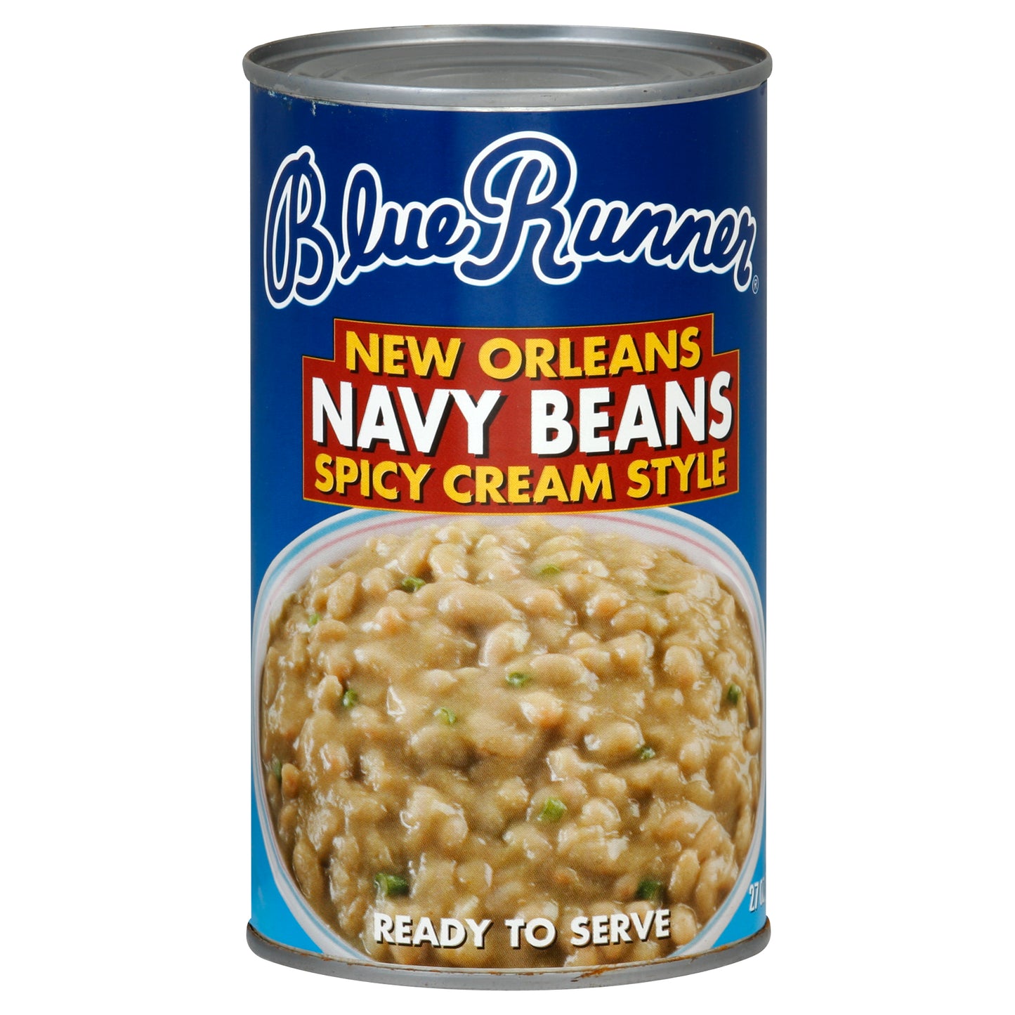 Blue Runner Navy Beans 27 oz - NEW ORLEANS NAVY BEANS SPICY CREAM STYLE