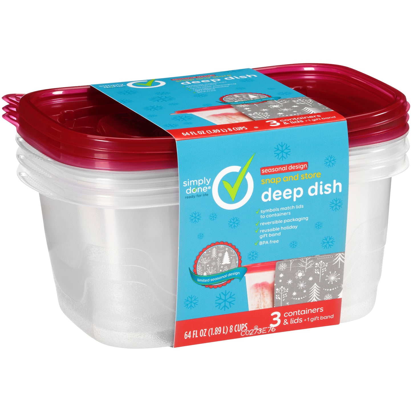 Snap And Store Deep Dish Containers & Lids, Seasonal Design