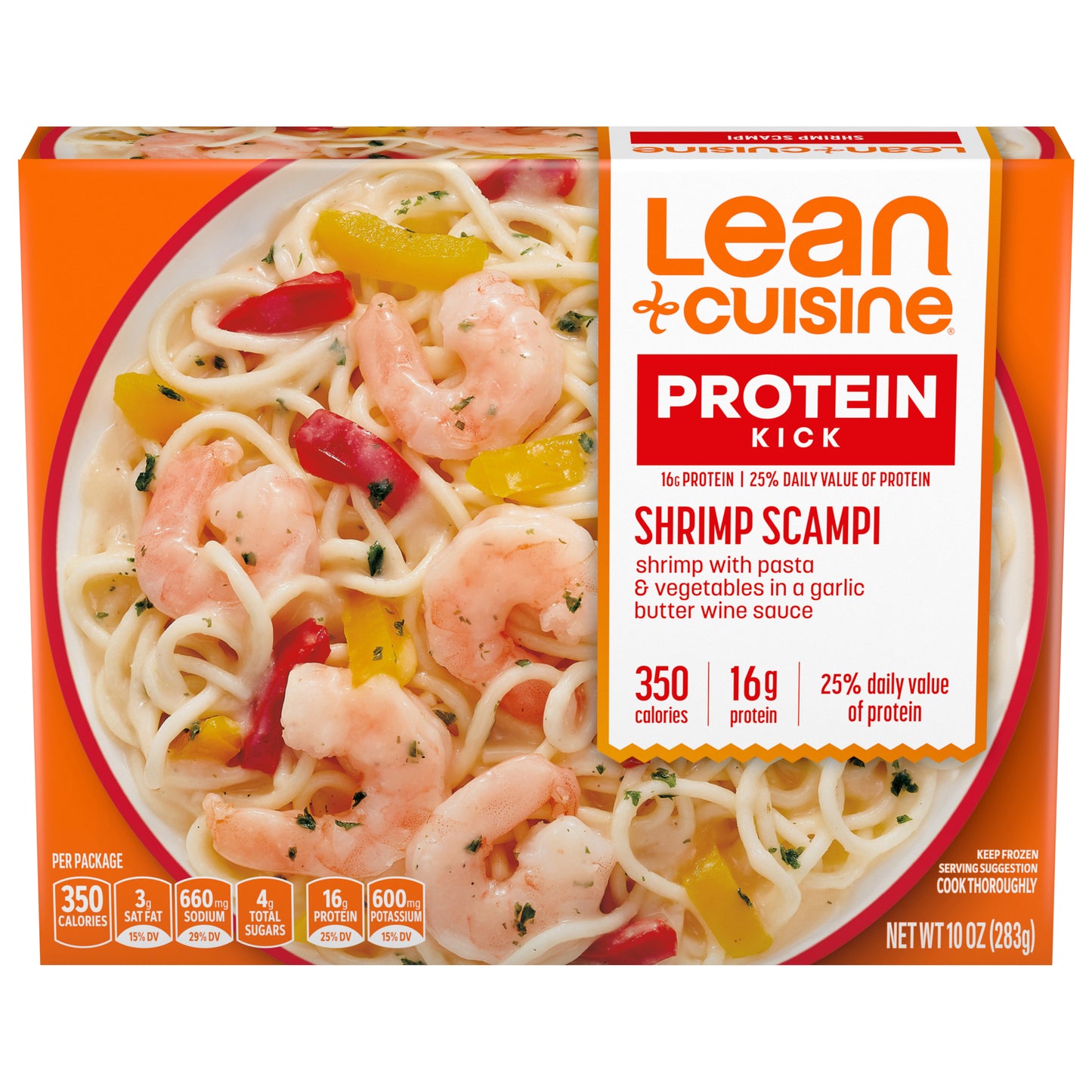 Lean Cuisine Frozen Meal Shrimp Scampi, Protein Kick Microwave Meal, Microwave Shrimp Dinner, Frozen Dinner for One 10 oz.