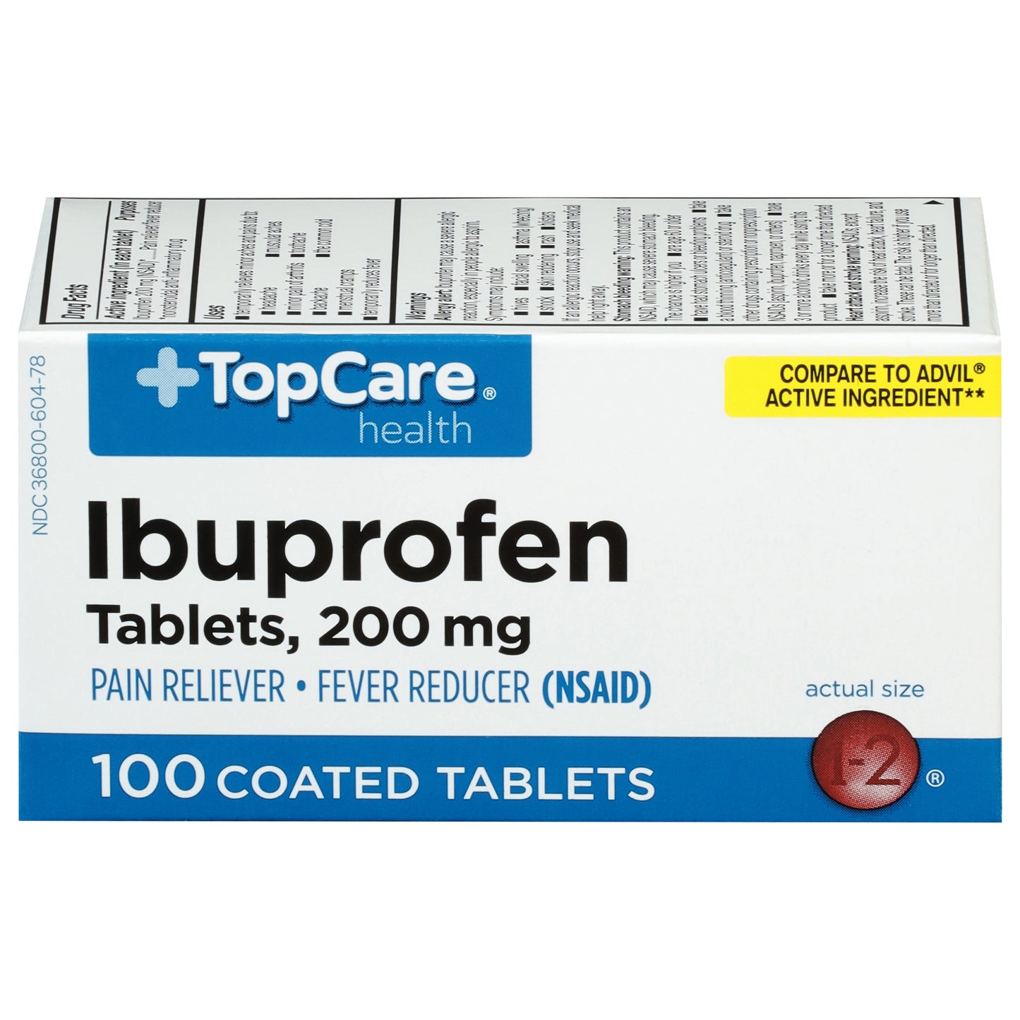 TopCare Health 200 mg Ibuprofen 100 Coated Tablets