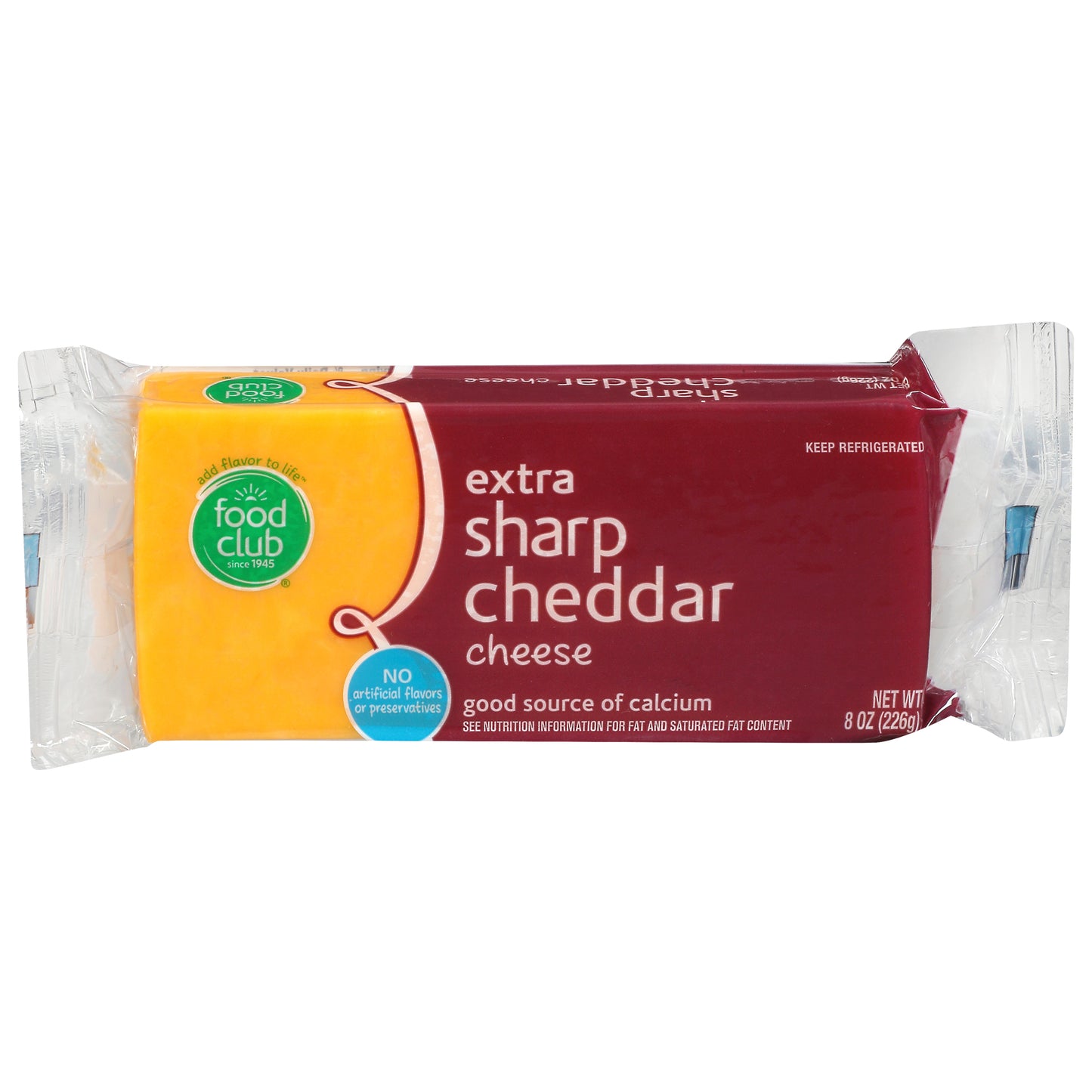 Food Club Extra Sharp Cheddar Cheese 8 oz