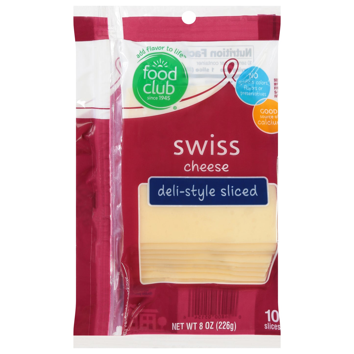 Food Club Deli-Style Swiss Sliced Cheese 10 ea