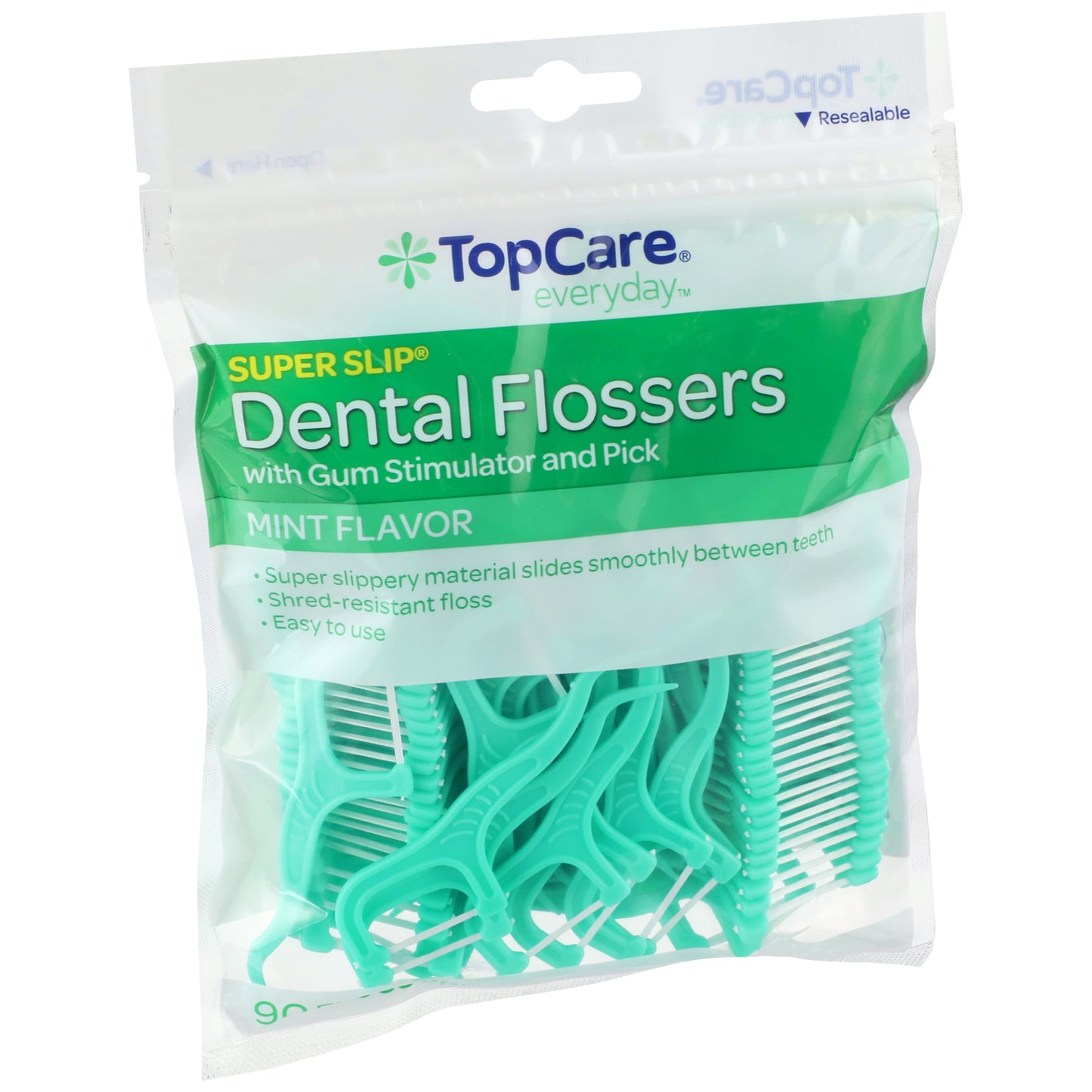 Super Slip Dental Flossers With Gum Stimulator And Pick, Mint