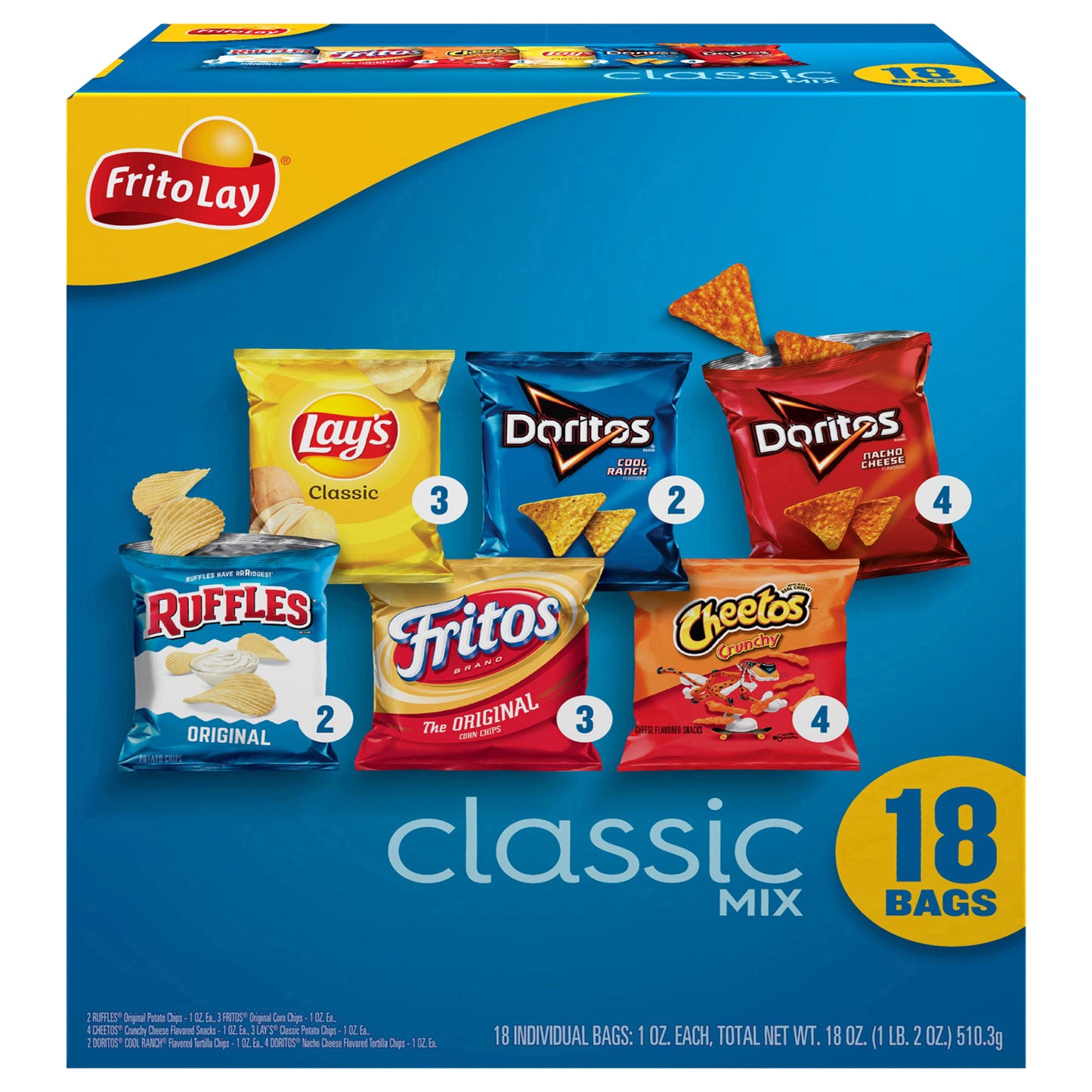 Frito Lay Snacks Classic Mix Variety Packs 1 Oz 18 Count