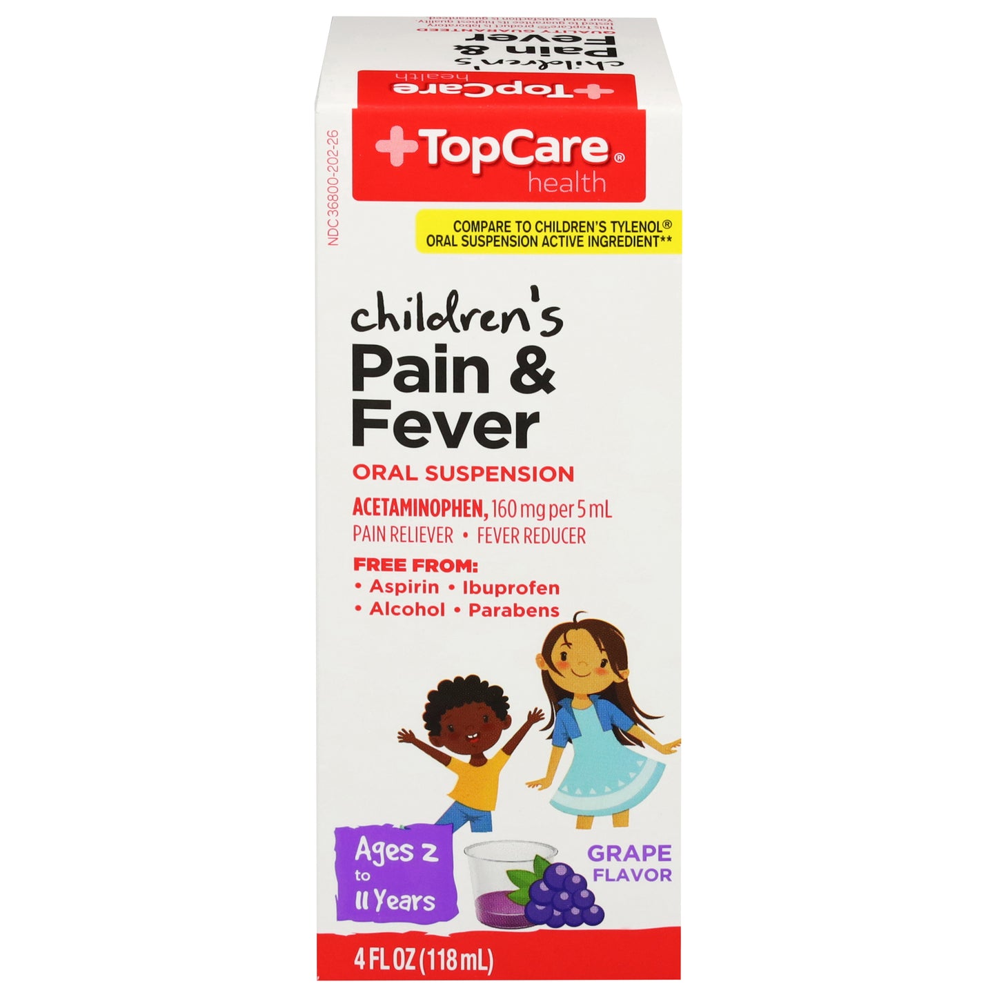 TopCare Health 160 mg Children's Oral Suspension Grape Flavor Pain & Fever 4 fl oz