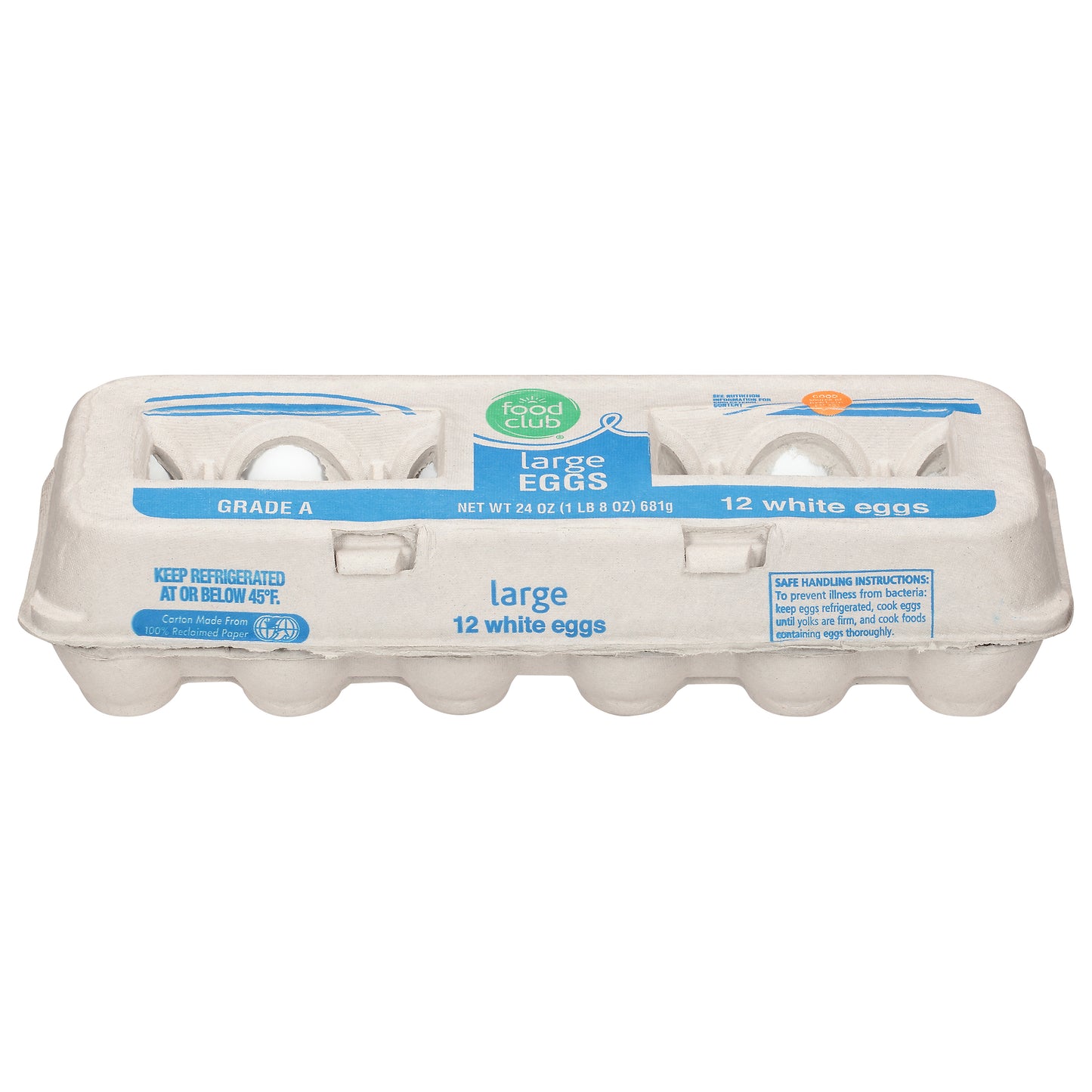 Food Club Large White Eggs 12 ea