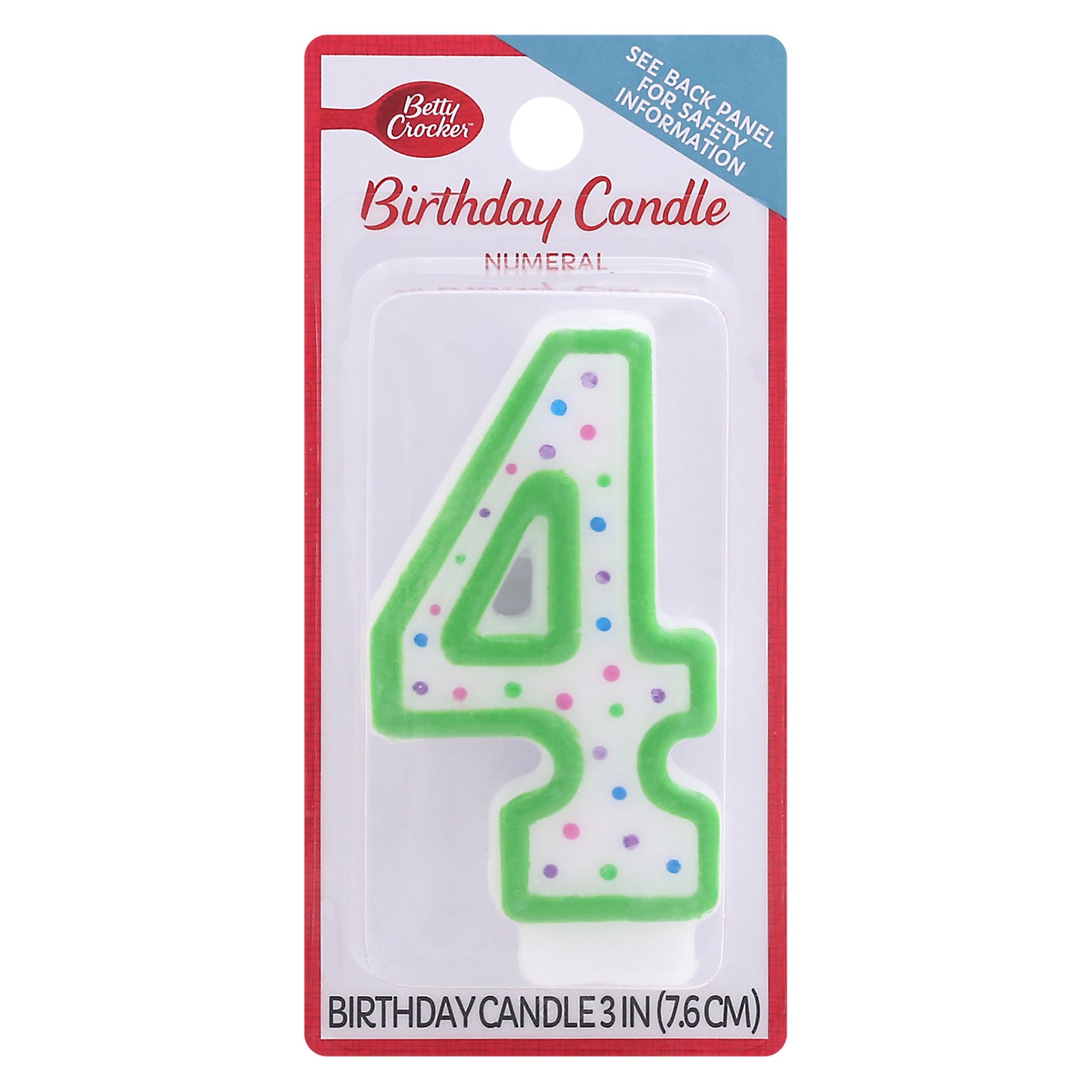 Betty Crocker 3 Inch Numeral 4 Birthday Candle 1 ea