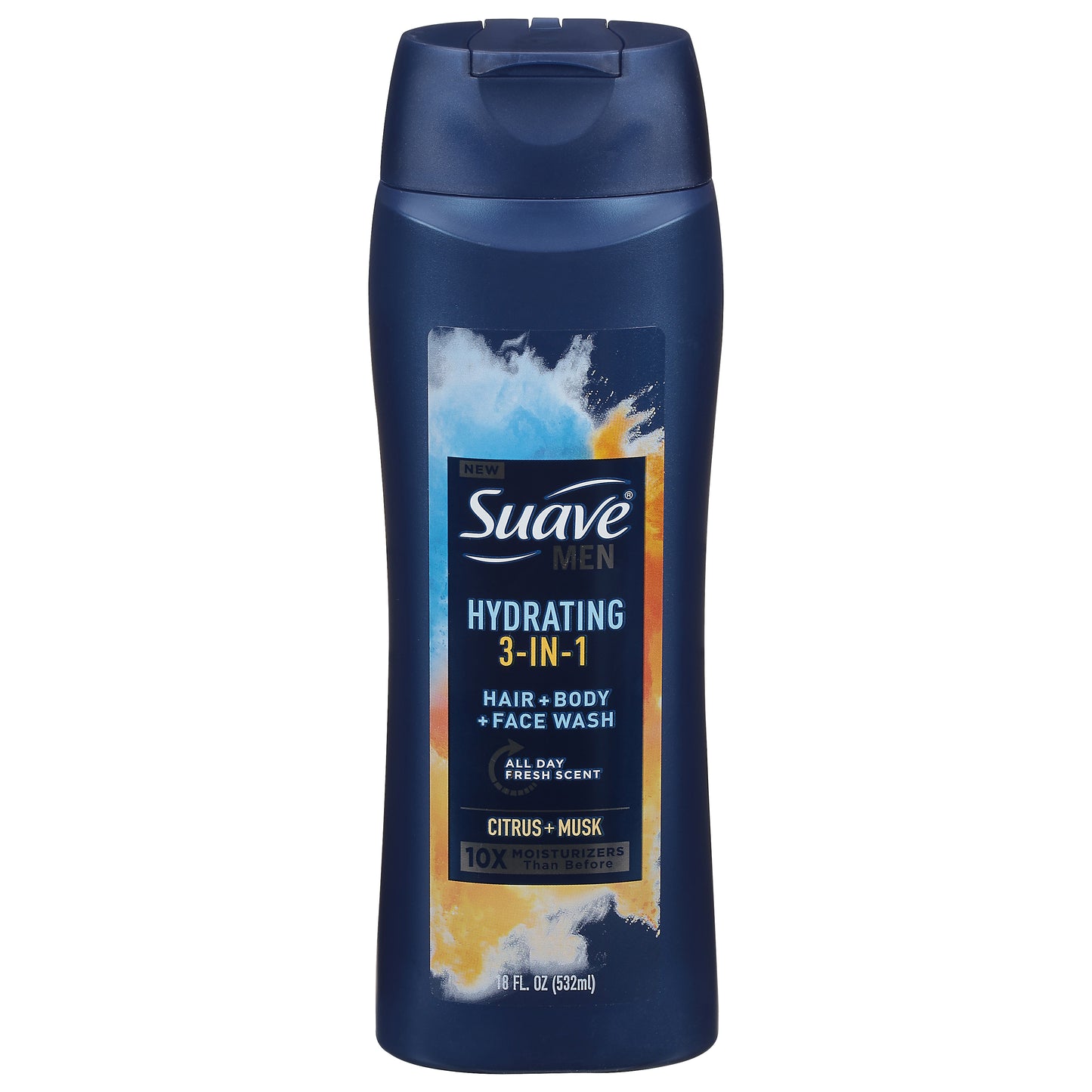 Suave Men 3-in-1 Hydrating Citrus + Musk Hair + Body + Face Wash 18 fl oz