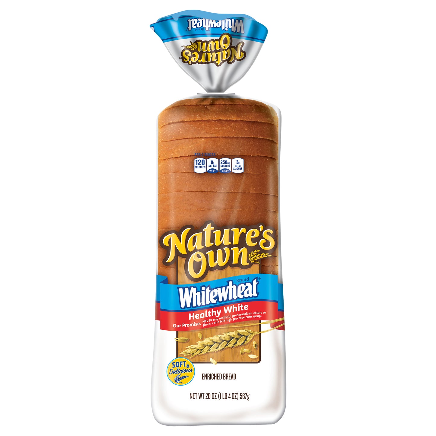 Nature's Own WhiteWheat Healthy White Bread, Sliced White Bread, 20 oz Loaf