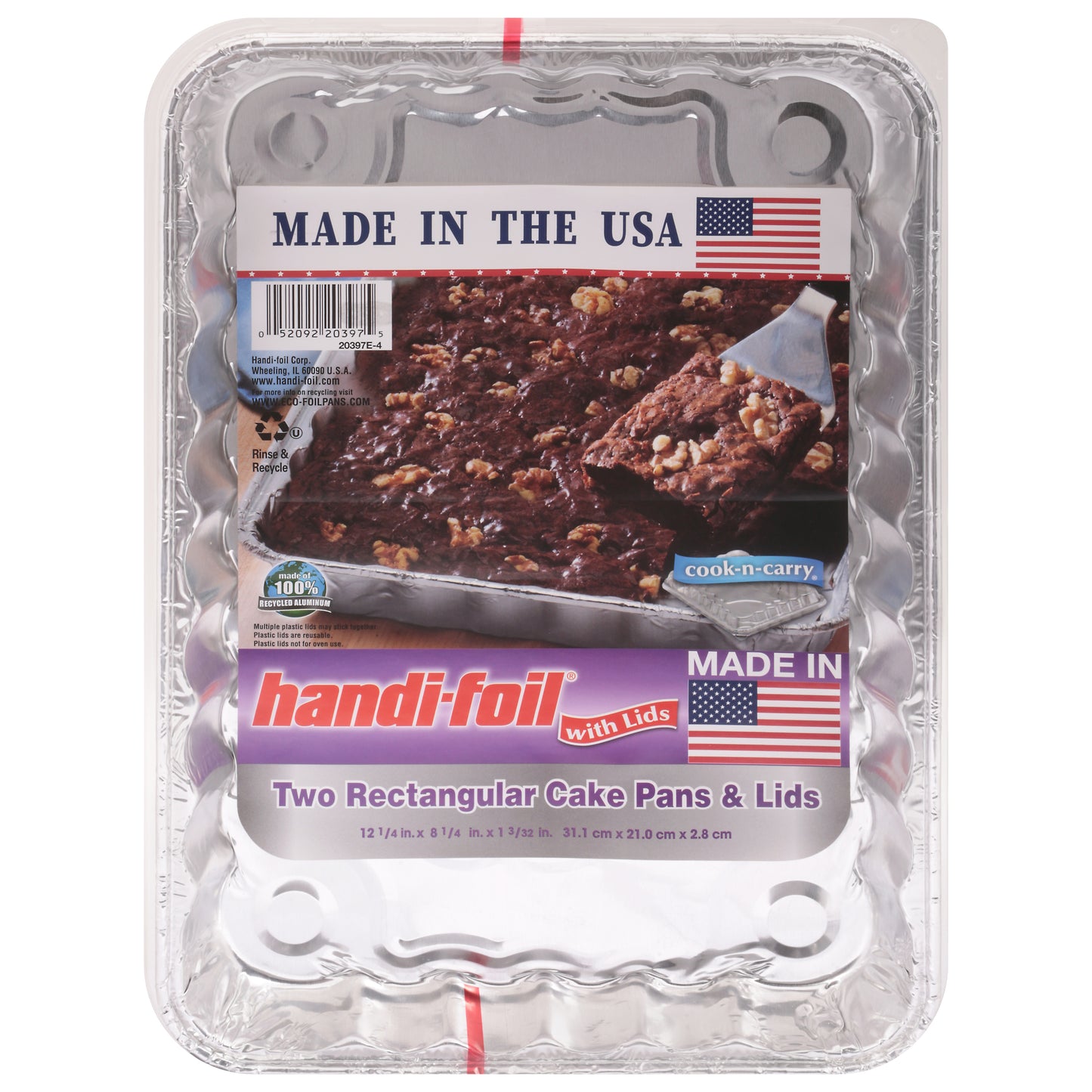Handi-Foil Rectangular Cake Pans & Lids 2 Pans 2 ea
