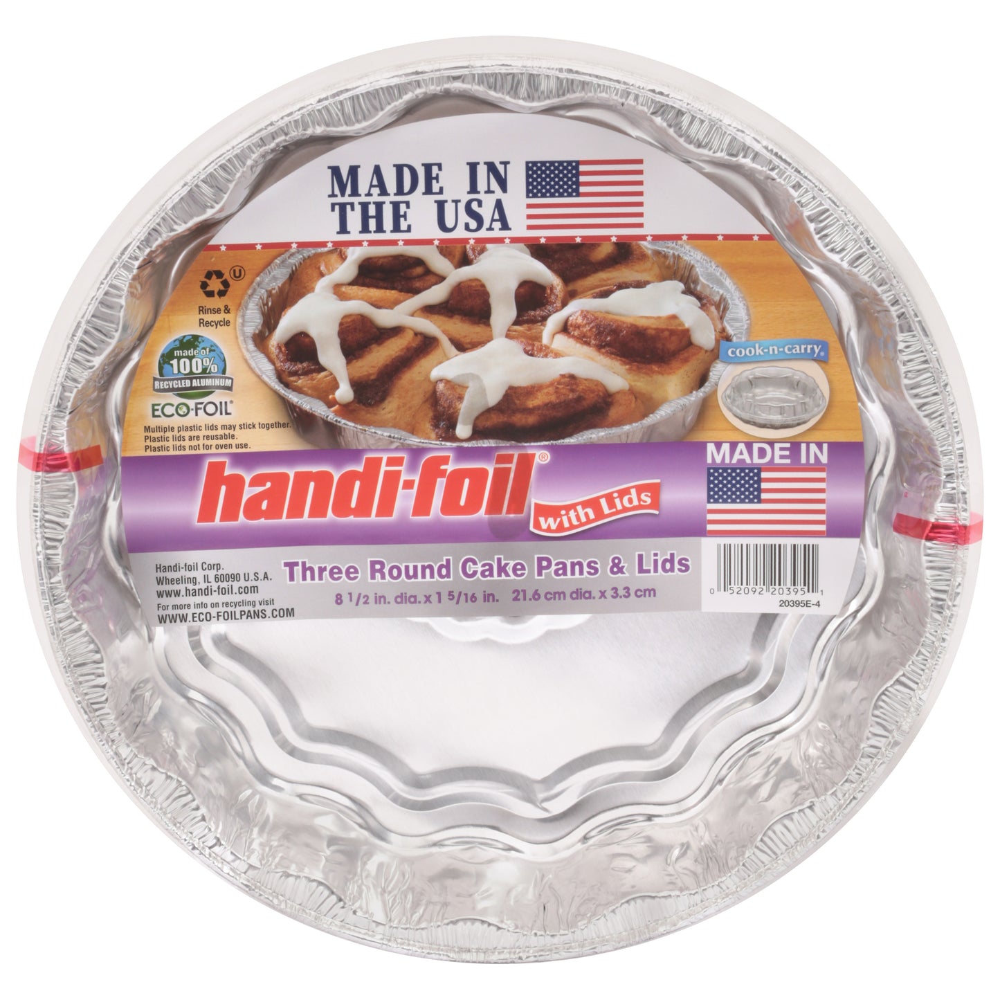 Handi-Foil Round Cake Pans & Lids 3 ea