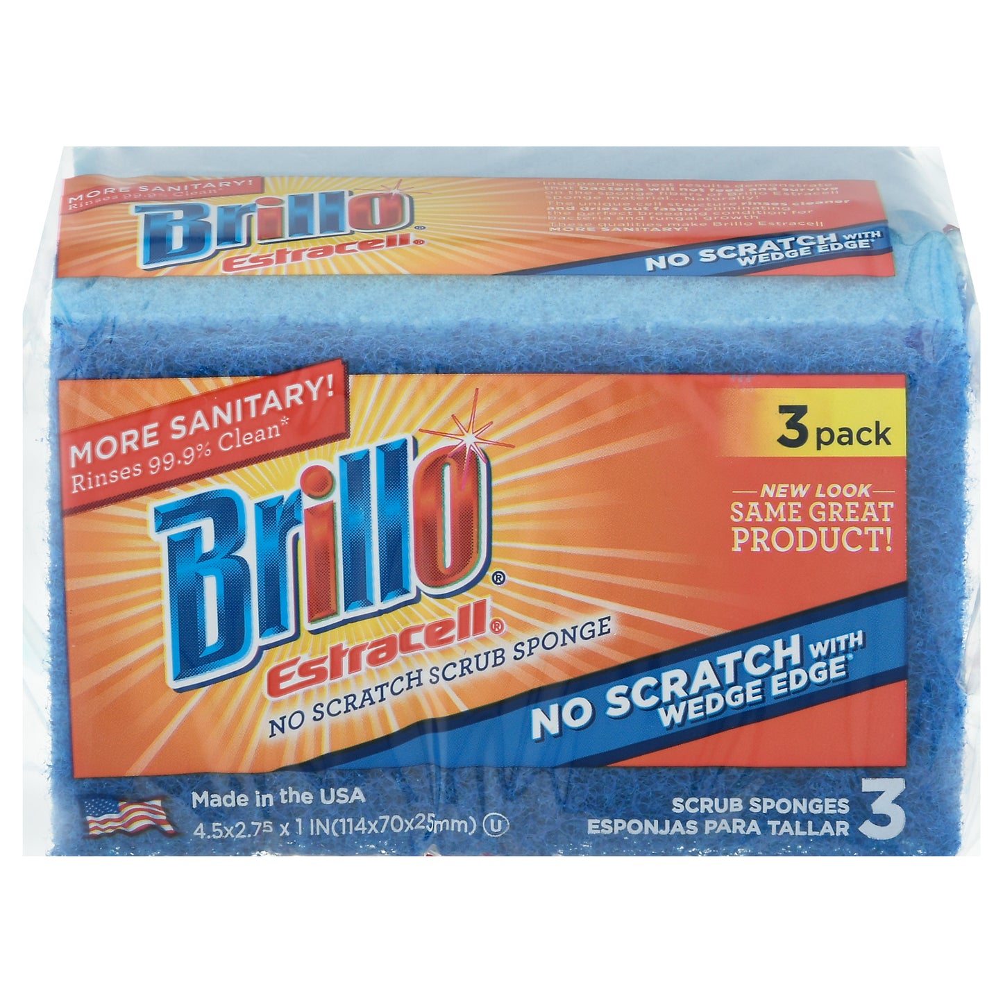 Brillo Estracell No Scratch Scrub Sponge 3 Pack