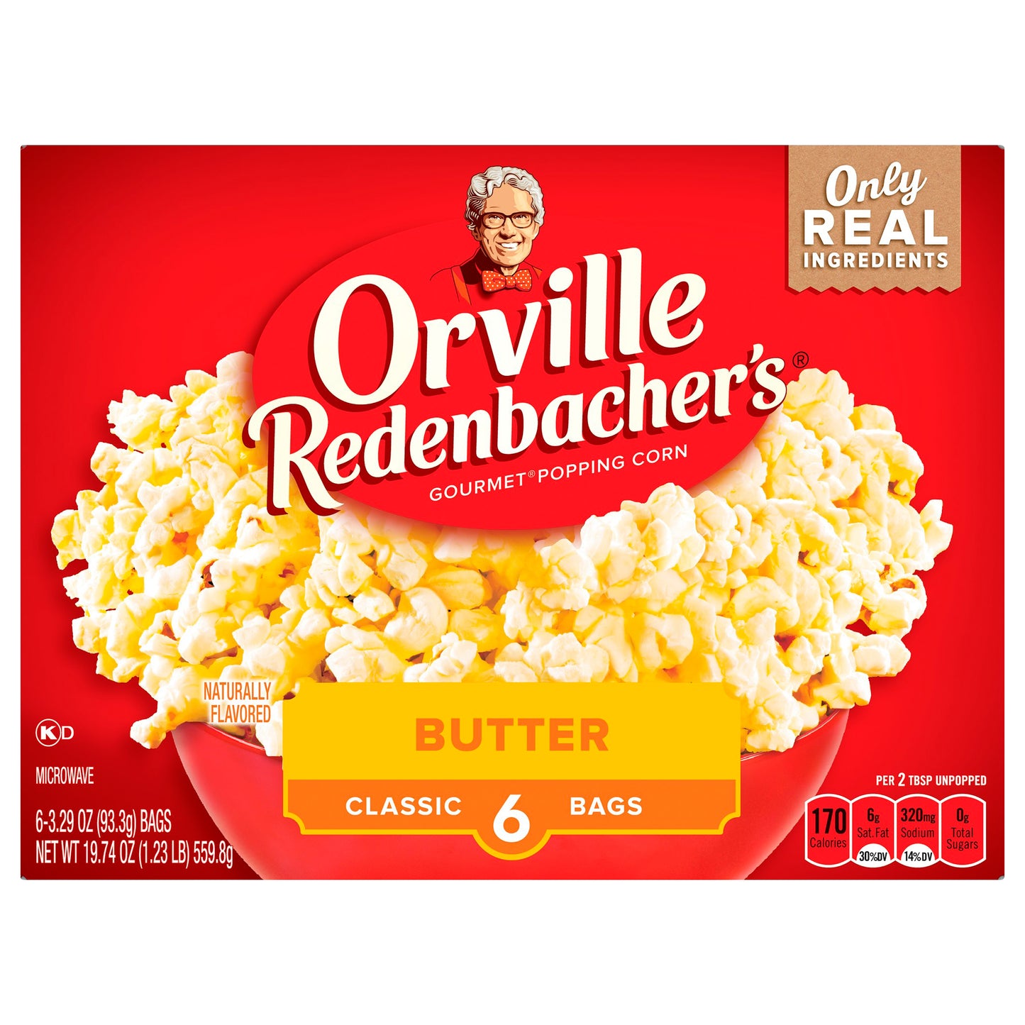 Orville Redenbacher's Butter Popcorn, 3.29 Ounce Classic Bag, 6-Count