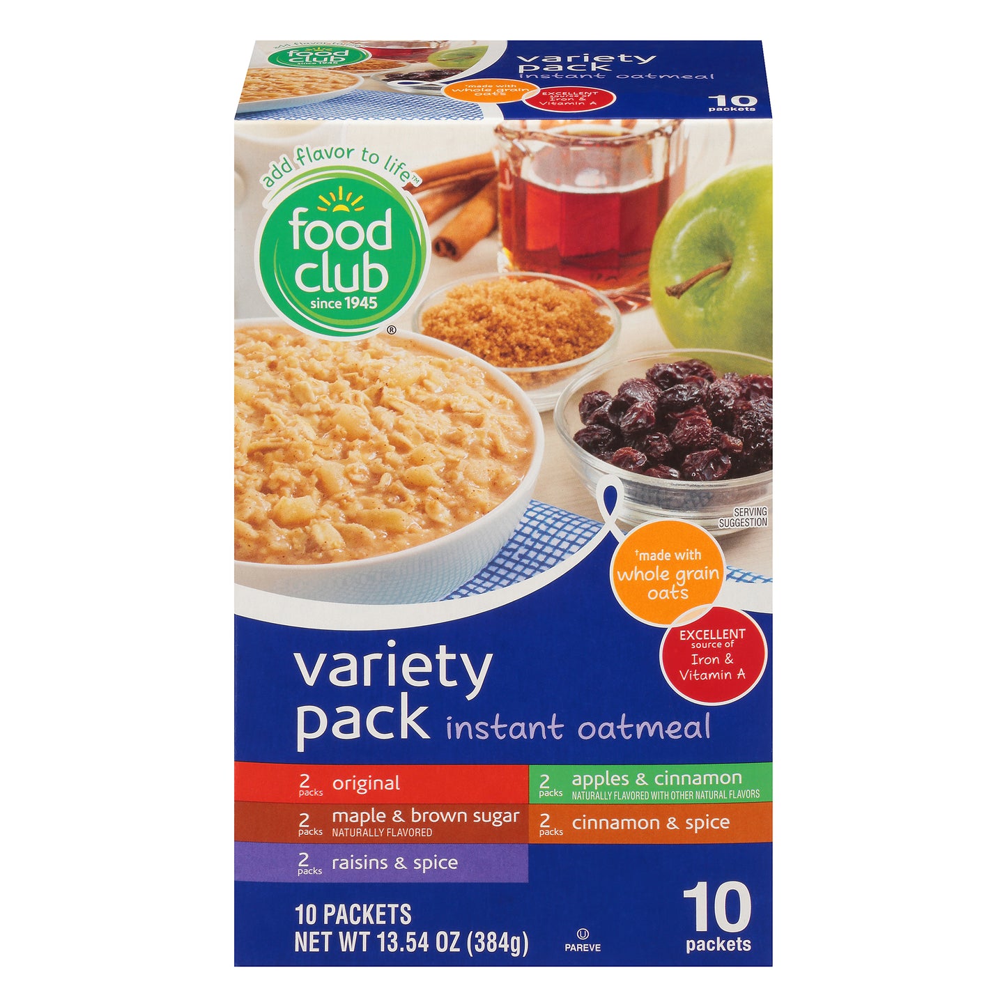 Food Club Variety Pack Instant Oatmeal 10 ea