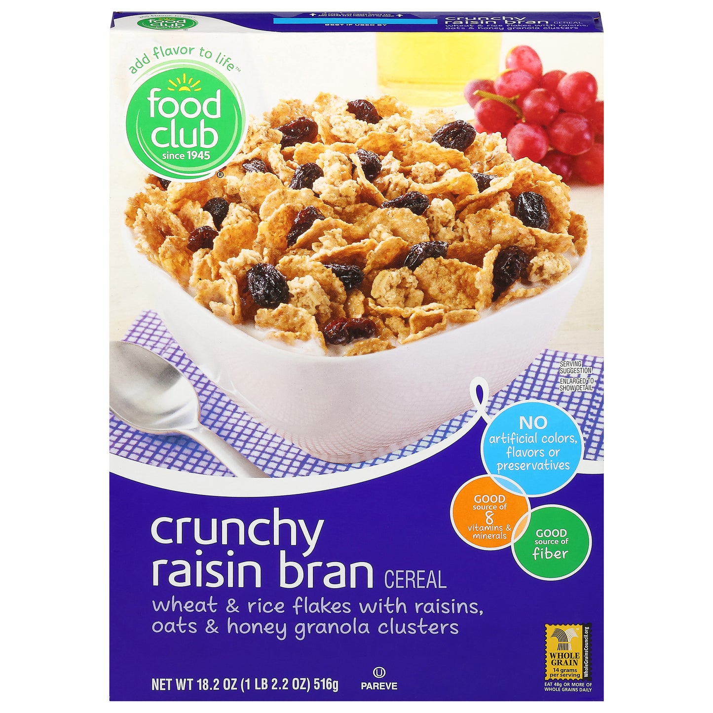 Food Club Crunchy Raisin Bran Cereal 18.2 oz