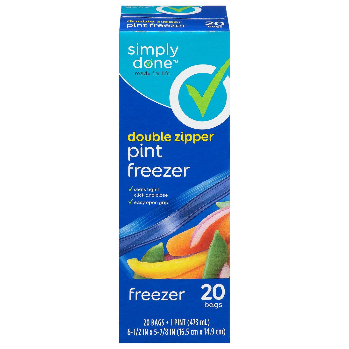 Simply Done Double Zipper Pint Freezer Bags 20 ea
