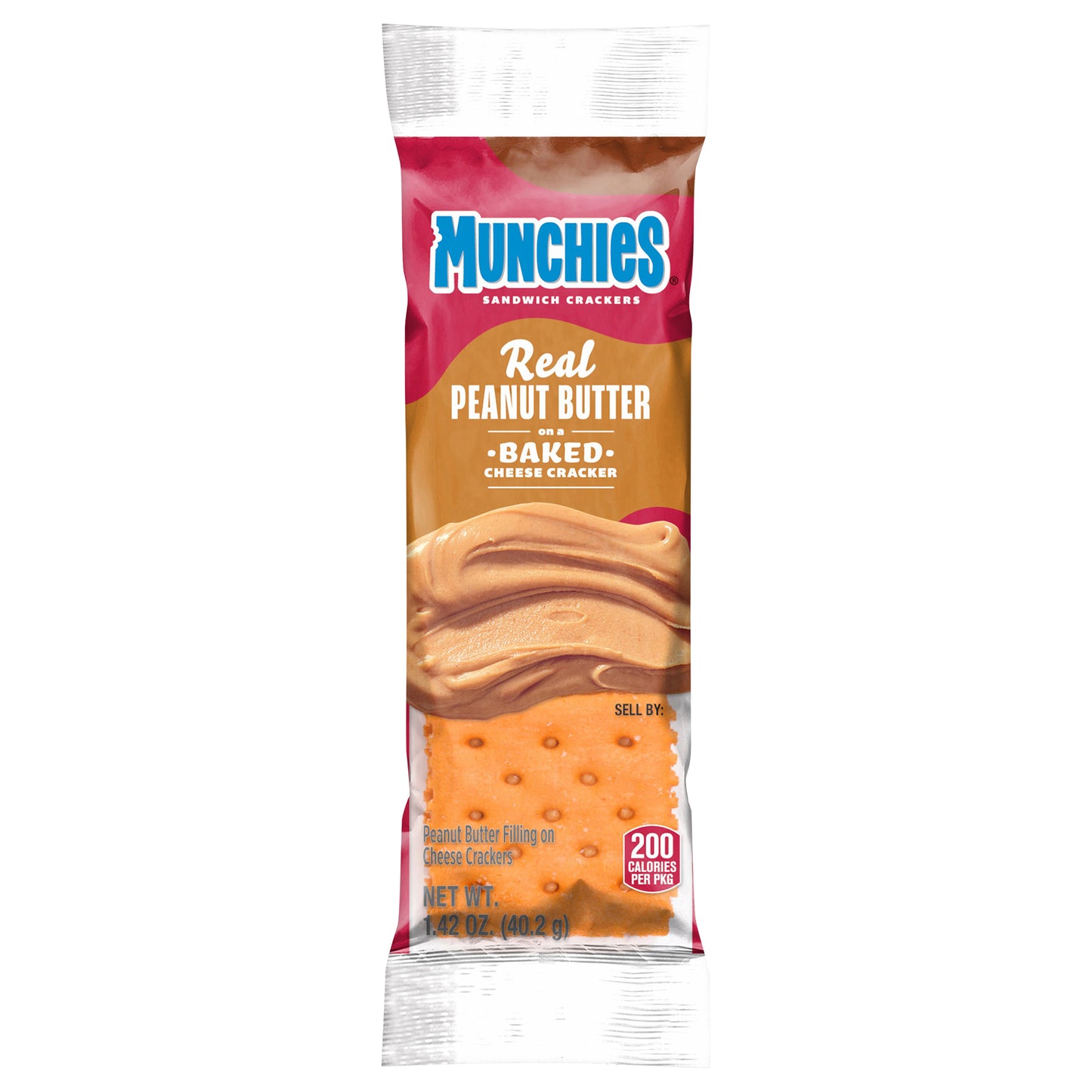 Munchies Sandwich Crackers Peanut Butter 1.42 Oz - REAL PEANUT BUTTER on a BAKED CHEESE CRACKER