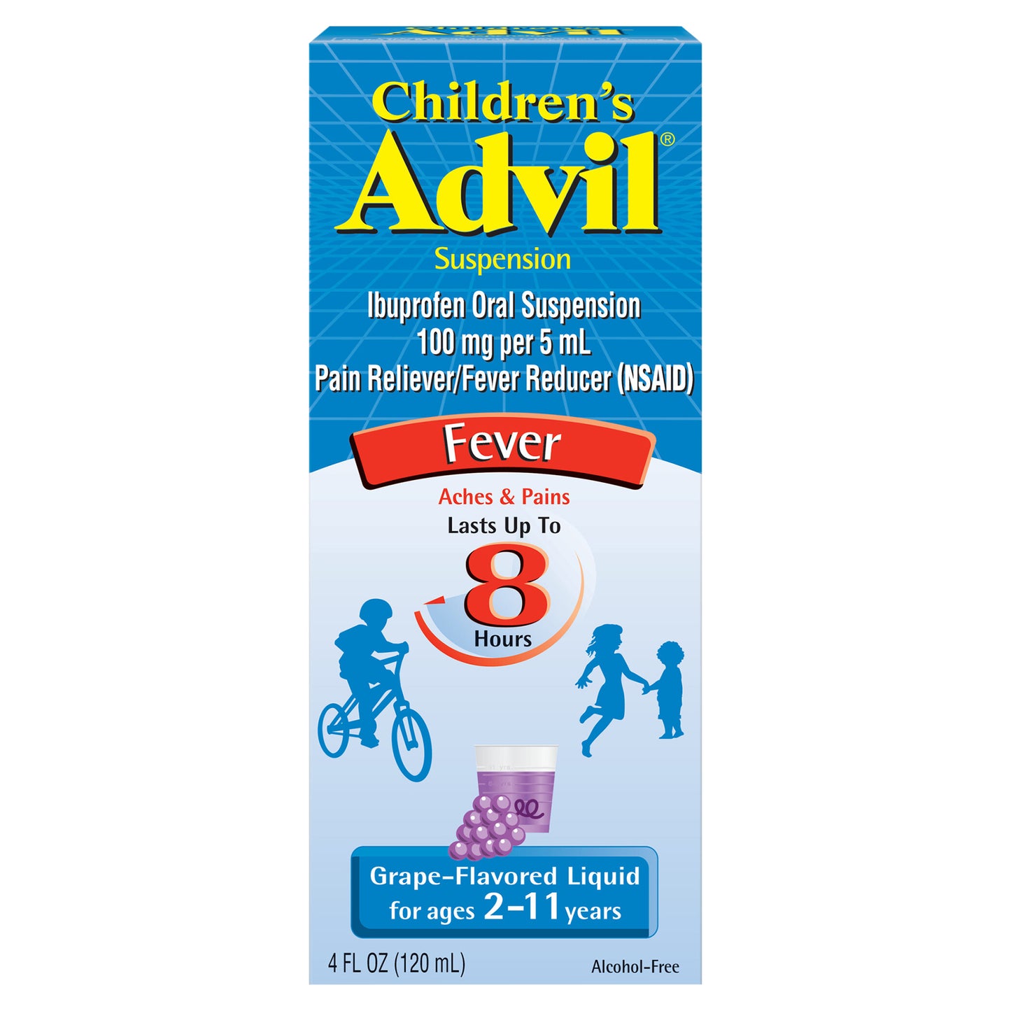 Children's Advil Pain Reliever and Fever Reducer, Liquid Children's Ibuprofen for Pain Relief, Grape - 4 Fl Oz