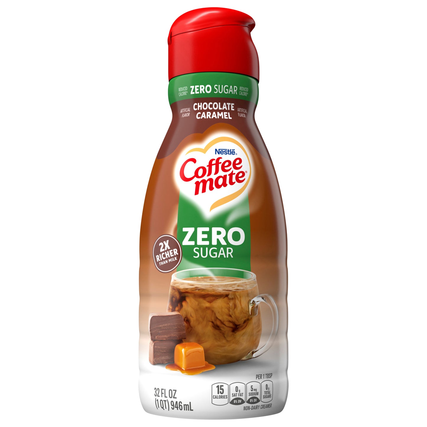 Nestle Zero Sugar Chocolate Caramel Liquid Coffee Creamer 32 fl oz.