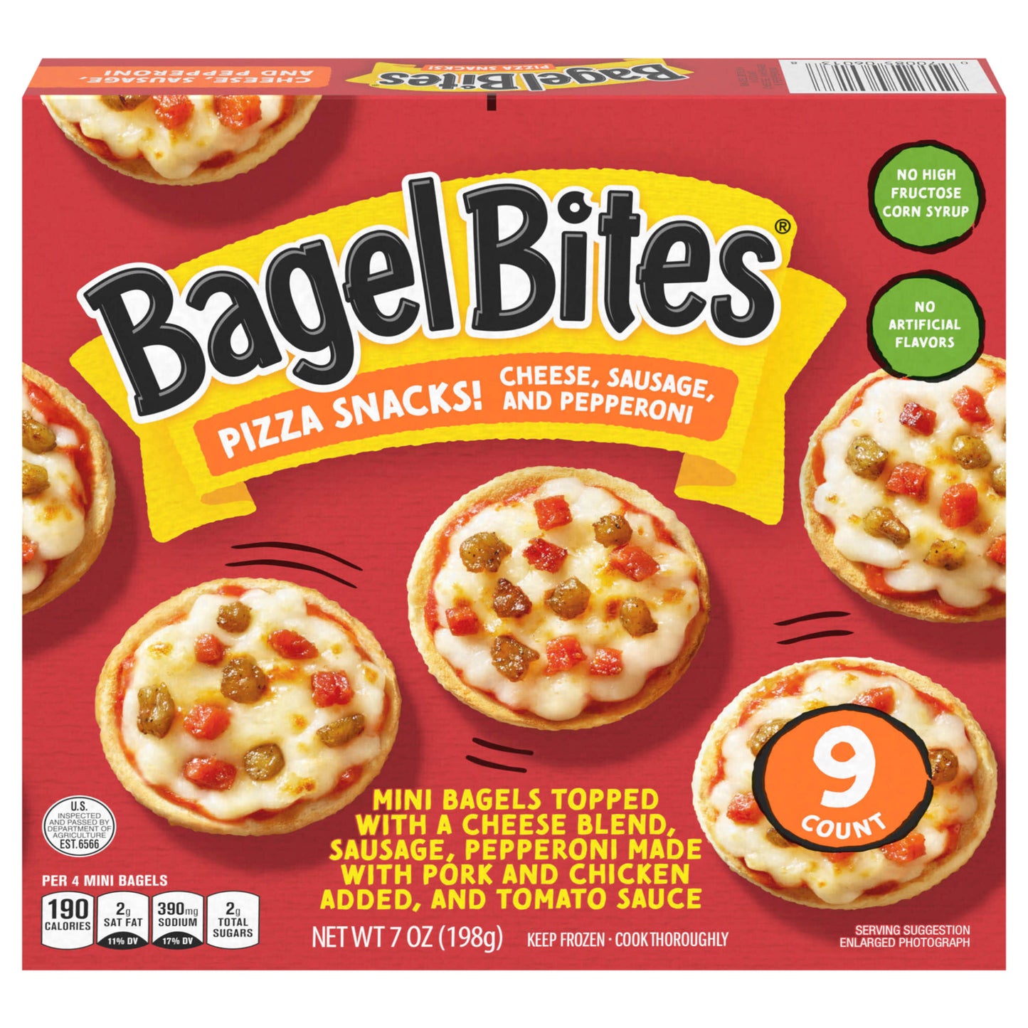 Bagel Bites Cheese, Sausage & Pepperoni Mini Pizza Bagel Frozen Snacks, 9 ct Box
