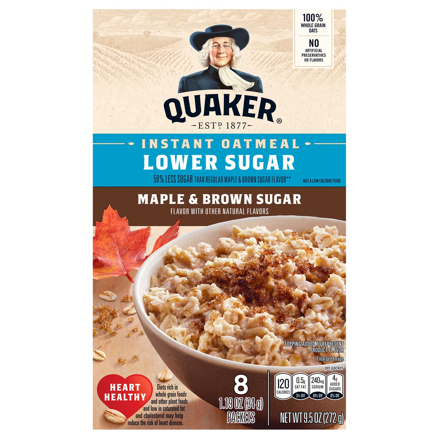 Quaker Instant Oatmeal Maple & Brown Sugar 1.19 Oz 8 Count