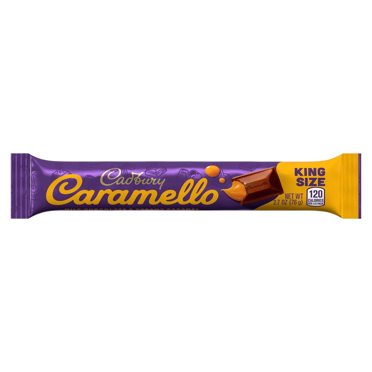 CADBURY CARAMELLO Milk Chocolate and Creamy Caramel King Size Candy, 2.7 oz, Bar