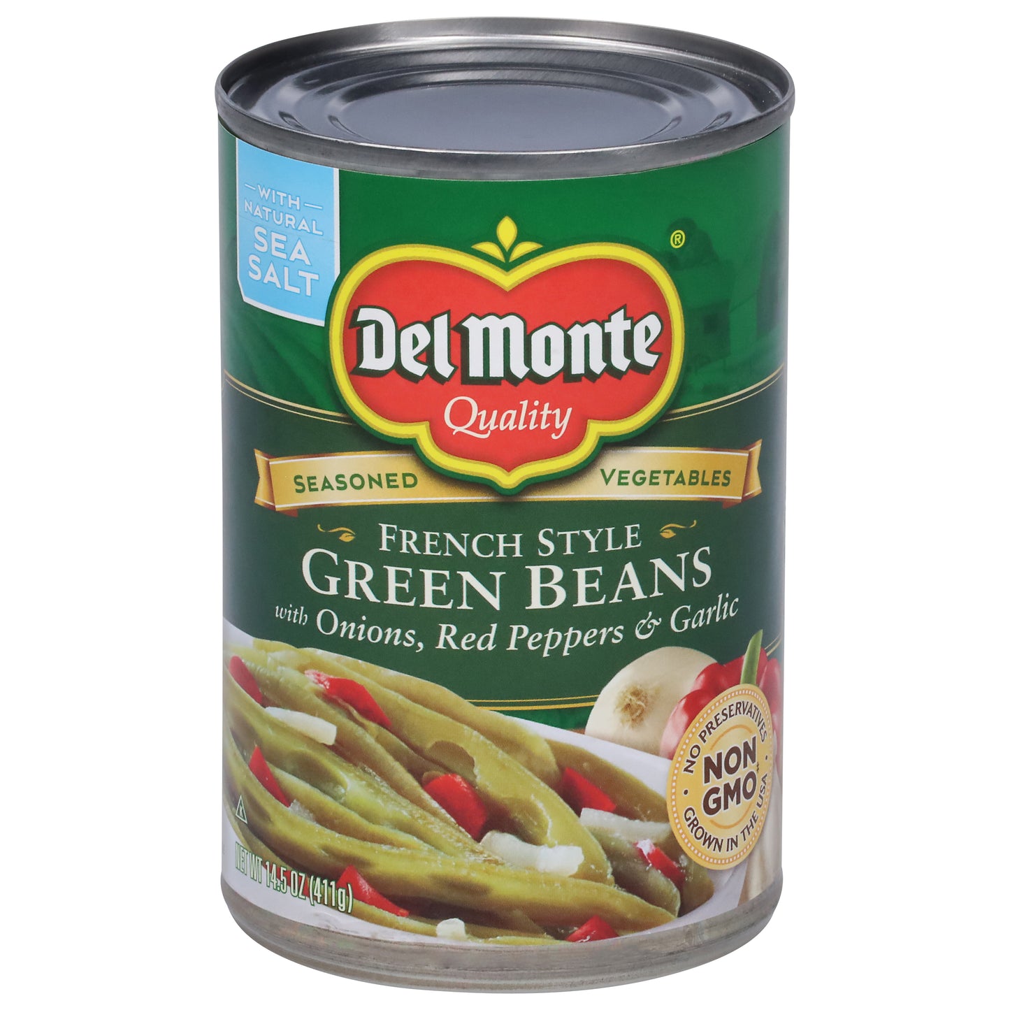 Del Monte Seasoned Vegetables French Style Green Beans with Onions, Red Peppers & Garlic 14.5 oz