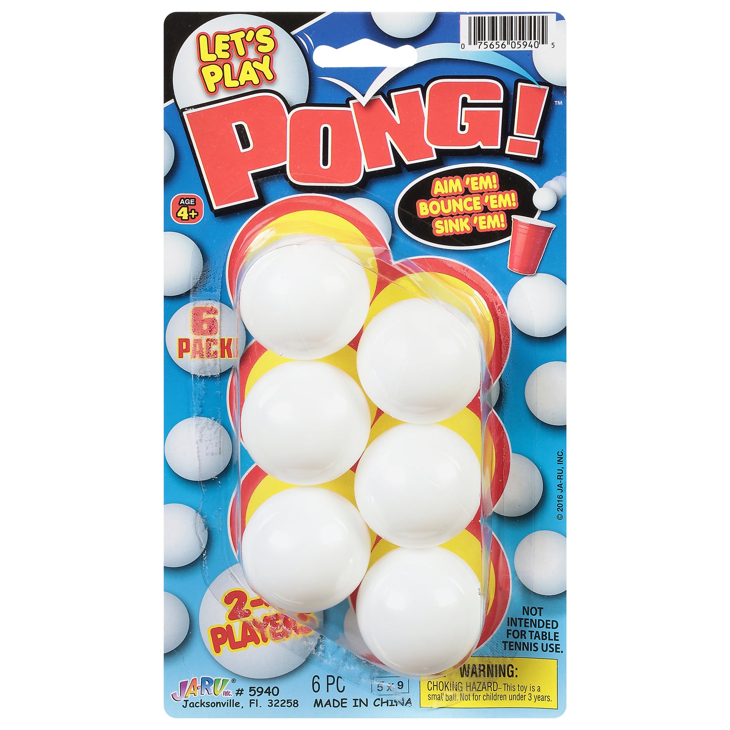 Ja-Ru Let's Play Ages 4+ Pong Balls 6 ea