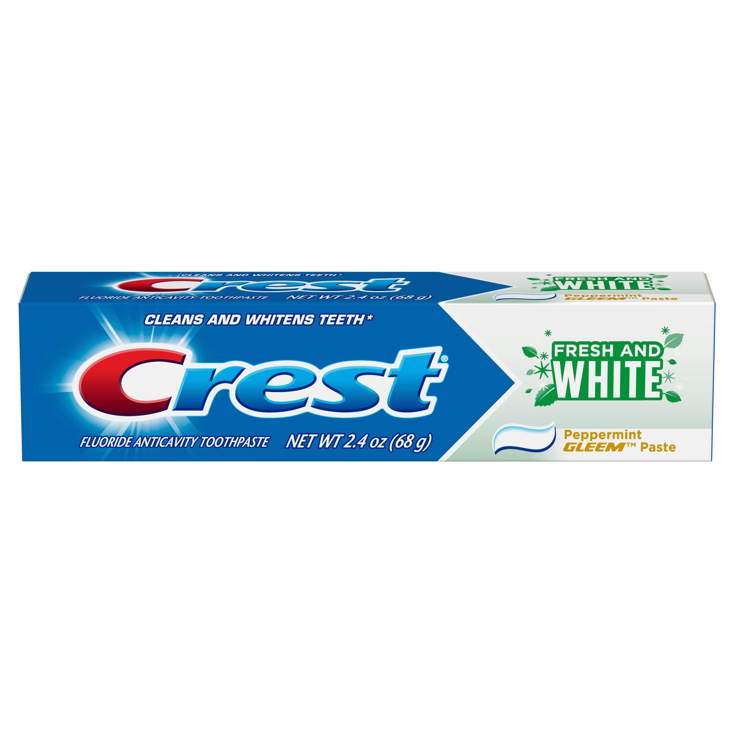 Crest Fresh & White Toothpaste, Peppermint Gleem Paste, 2.4 oz