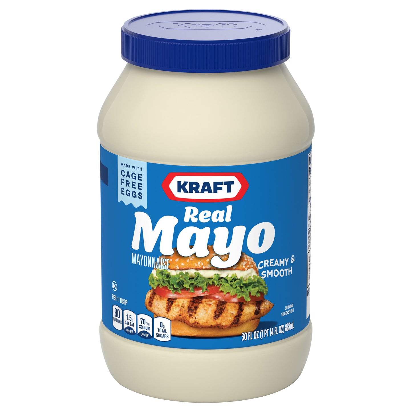 Kraft Real Mayo Creamy & Smooth Mayonnaise, for a Keto and Low Carb Lifestyle, 30 fl oz Jar
