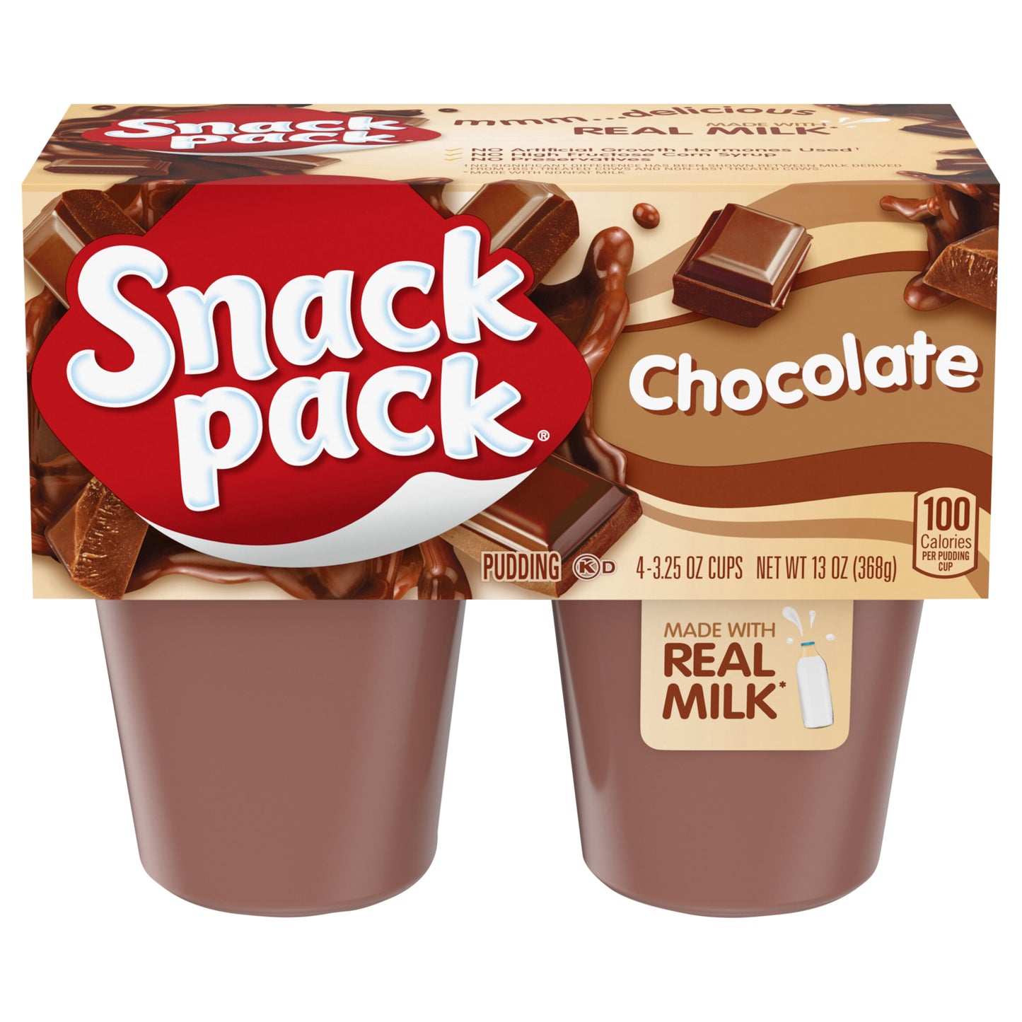 Snack Pack Chocolate Pudding, 4 Count Pudding Cups