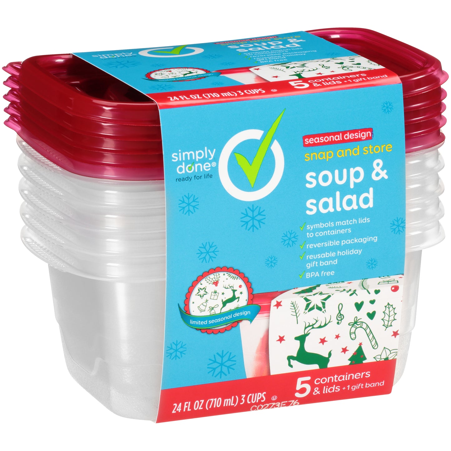 Snap And Store Soup & Salad Containers & Lids, Seasonal Design