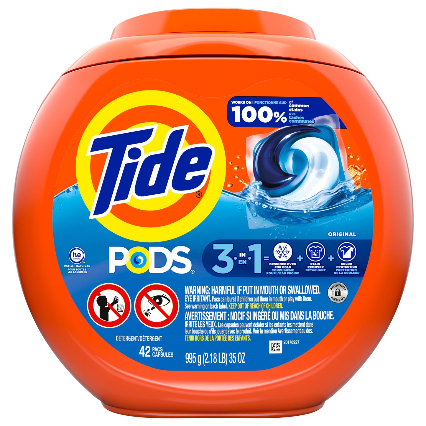 Tide PODS Laundry Detergent Soap Pacs, HE Compatible, 42 Count, Powerful 3-in-1 Clean in one Step, Original Scent
