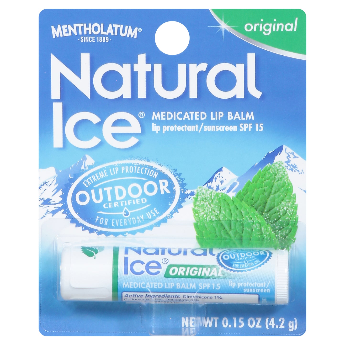 Mentholatum Natural Ice Medicated Original Lip Balm 0.15 oz