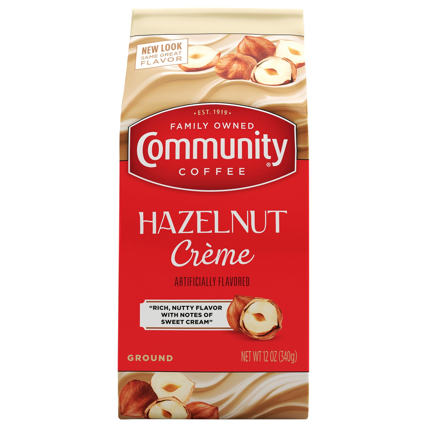 Community Coffee Hazelnut Crème Medium Roast Ground 12 oz Gable Top