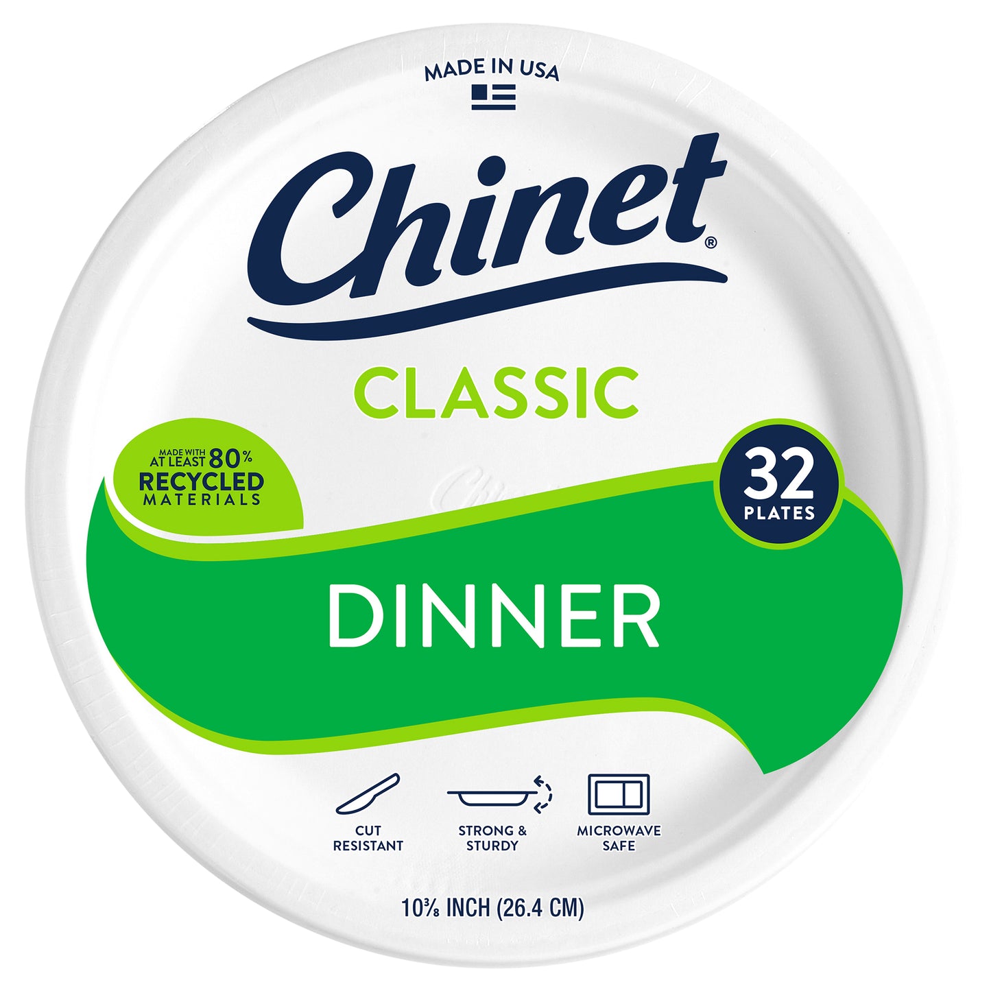 Chinet Classic® Dinner Plate 10 3/8in (32 Count)