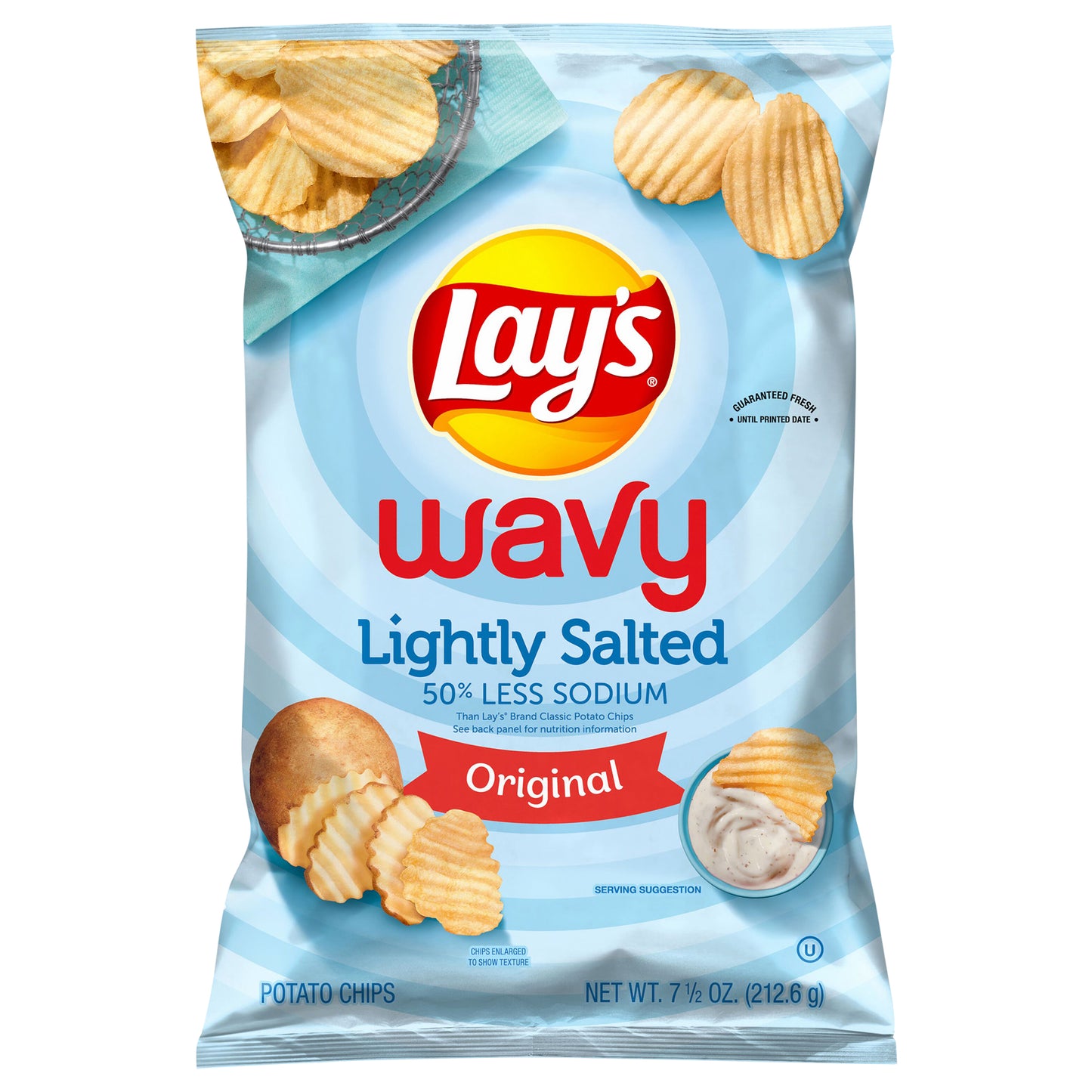 Lay's Wavy Lightly Salted Potato Chips Original 7 1/2 Oz