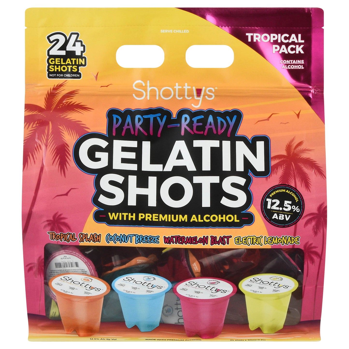 Shottys Party-Ready Gelatin Shots Tropical Pack 24 - 50 ml Shots