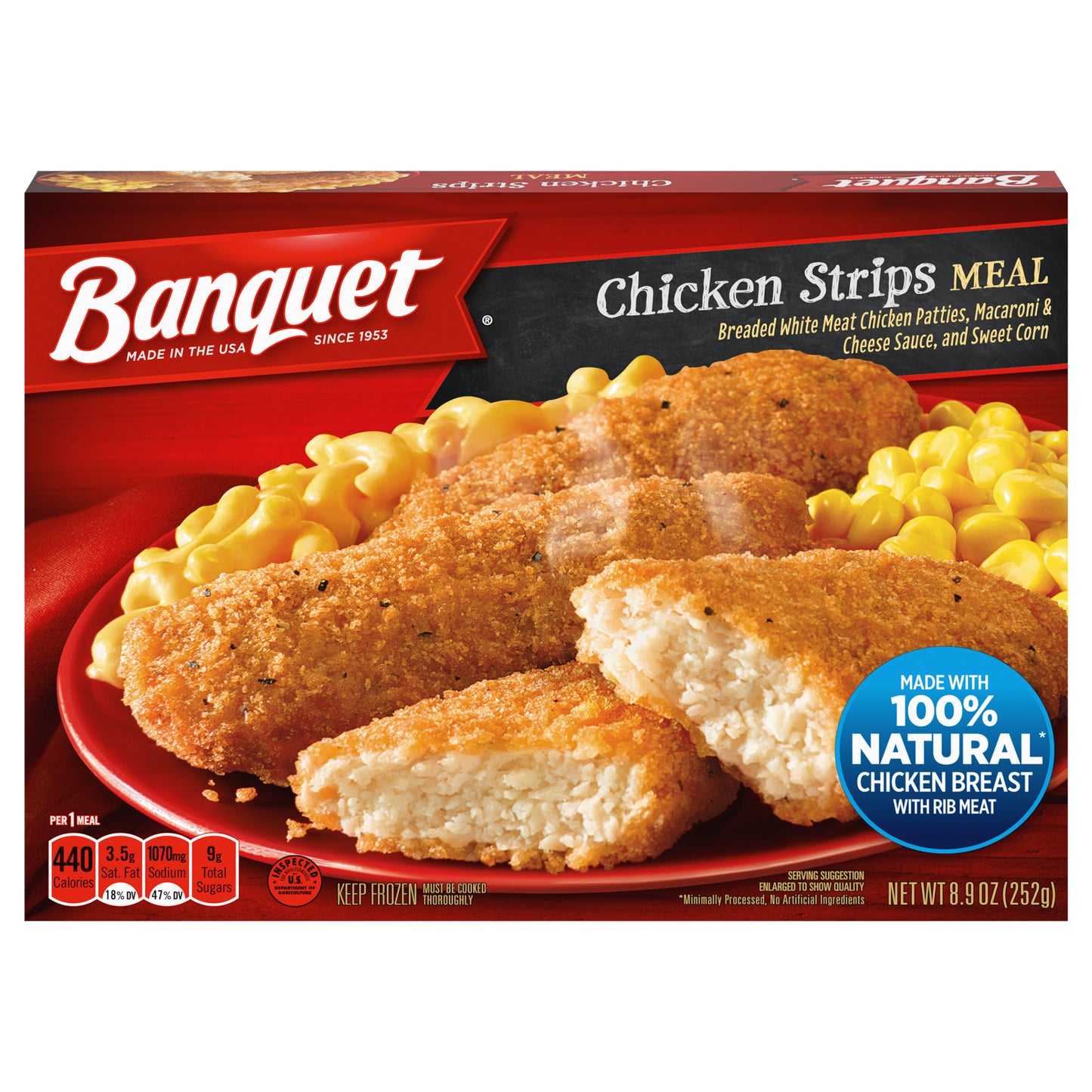 Banquet Classic Chicken Strips Frozen Single Serve Meal, 8.9 Ounce