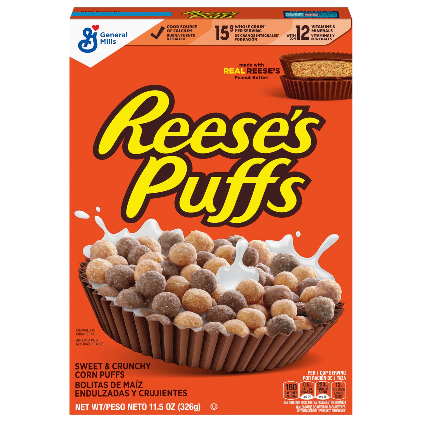 Reese's Puffs, Chocolatey Peanut Butter Cereal, 11.5 OZ Box