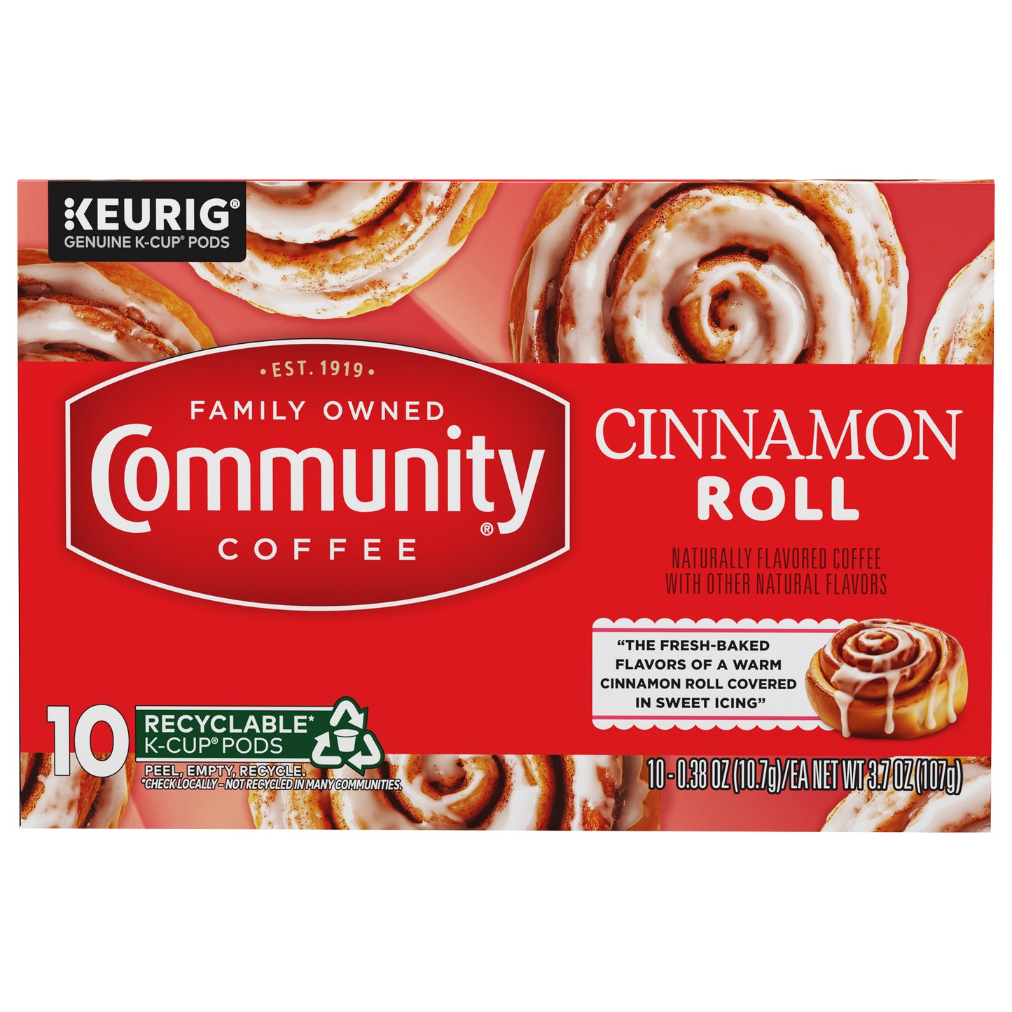 Community® Coffee Cinnamon Roll Medium Roast Keurig® K-Cup® Pods 10 ct Box