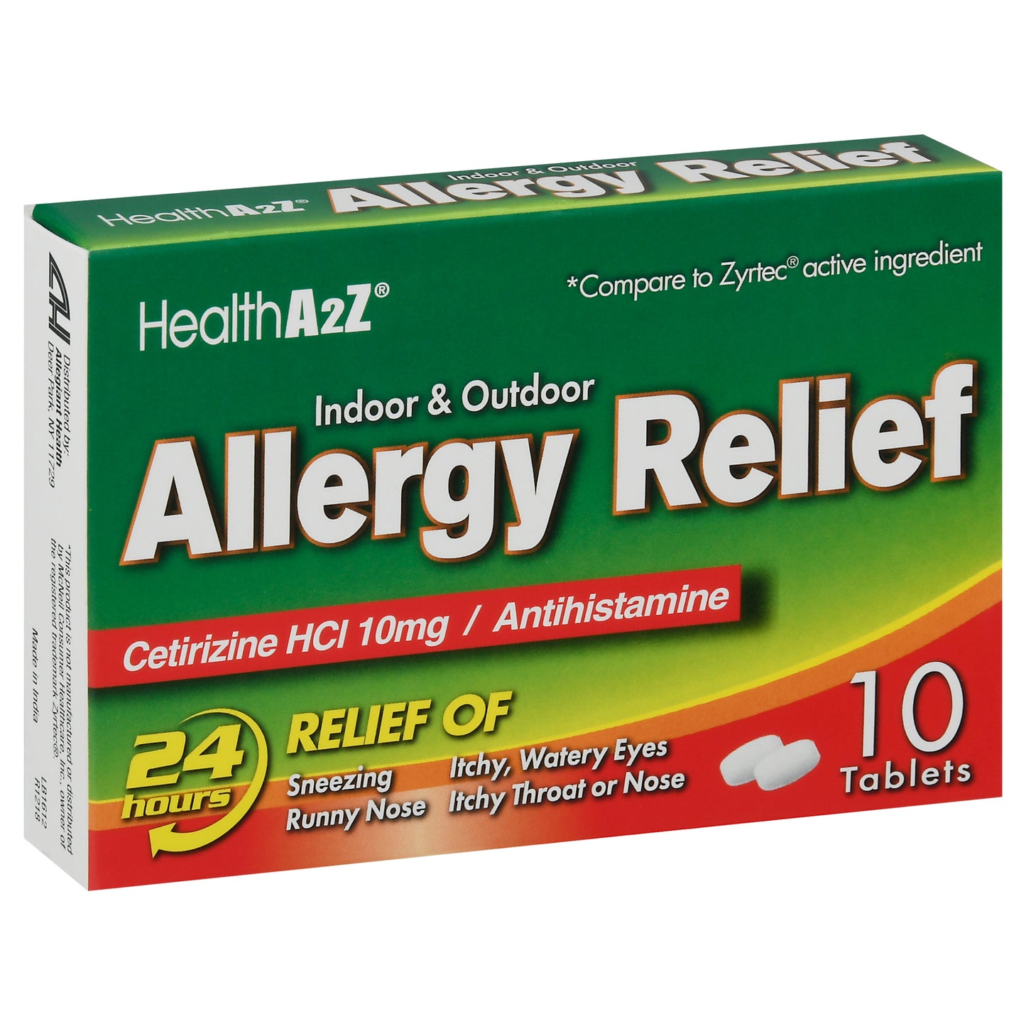HealthA2Z Indoor & Outdoor 10 mg Allergy Relief Tablets 10 ea
