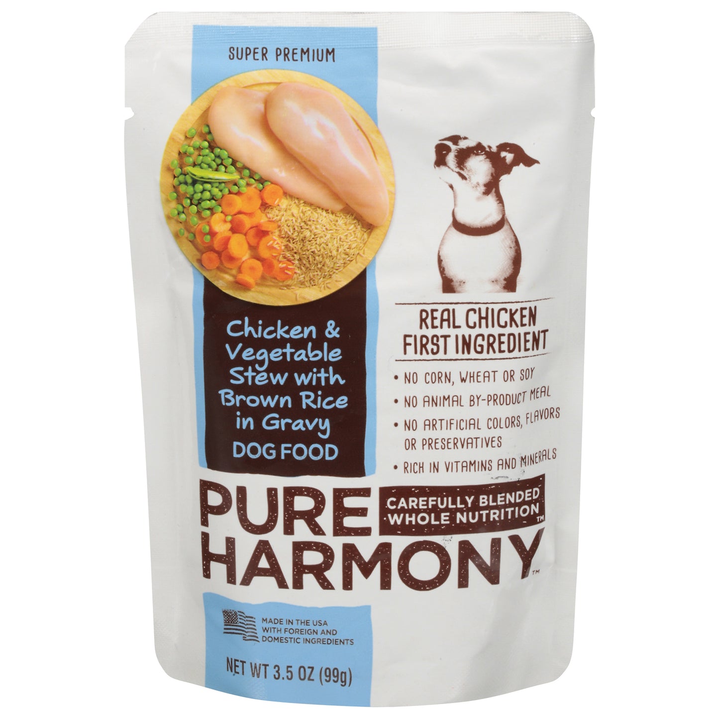 Pure Harmony Super Premium Chicken & Vegetable Stew with Brown Rice in Gravy Dog Food 3.5 oz