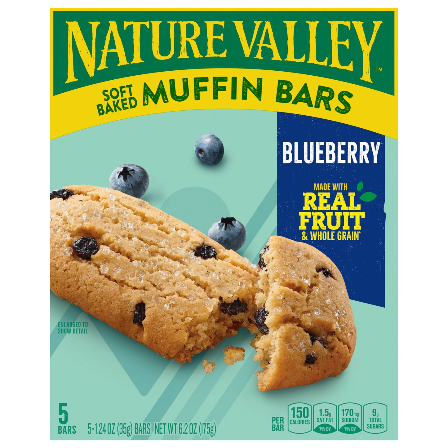 Nature Valley Soft-Baked Muffin Bars, Blueberry, Snack Bars, 5 Bars, 6.2 OZ