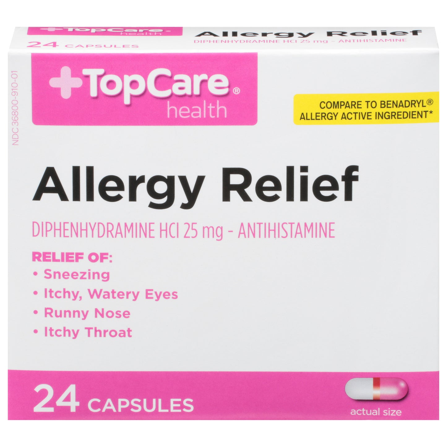 TopCare Health 25 mg Allergy Relief 24 Capsules