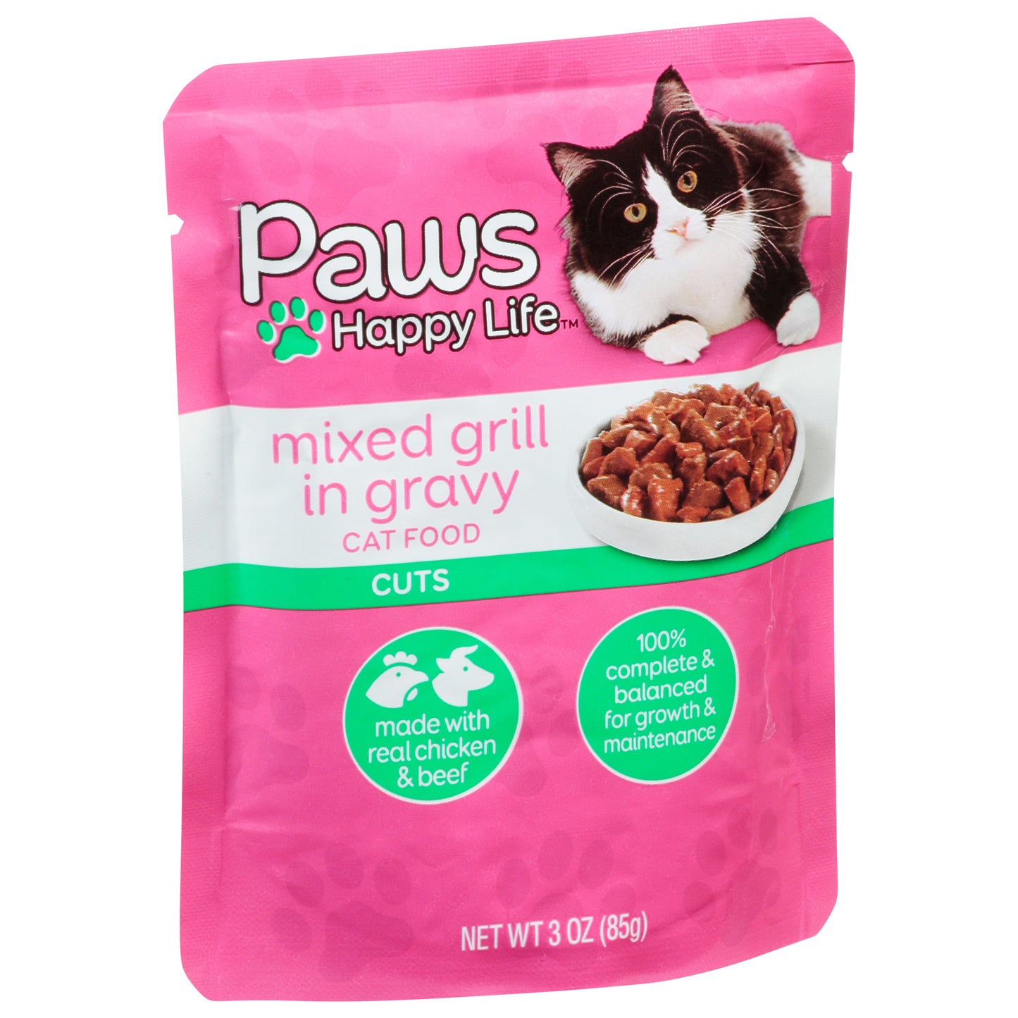 Paws Happy Life Cuts Mixed Grill in Gravy Cat Food 3 oz