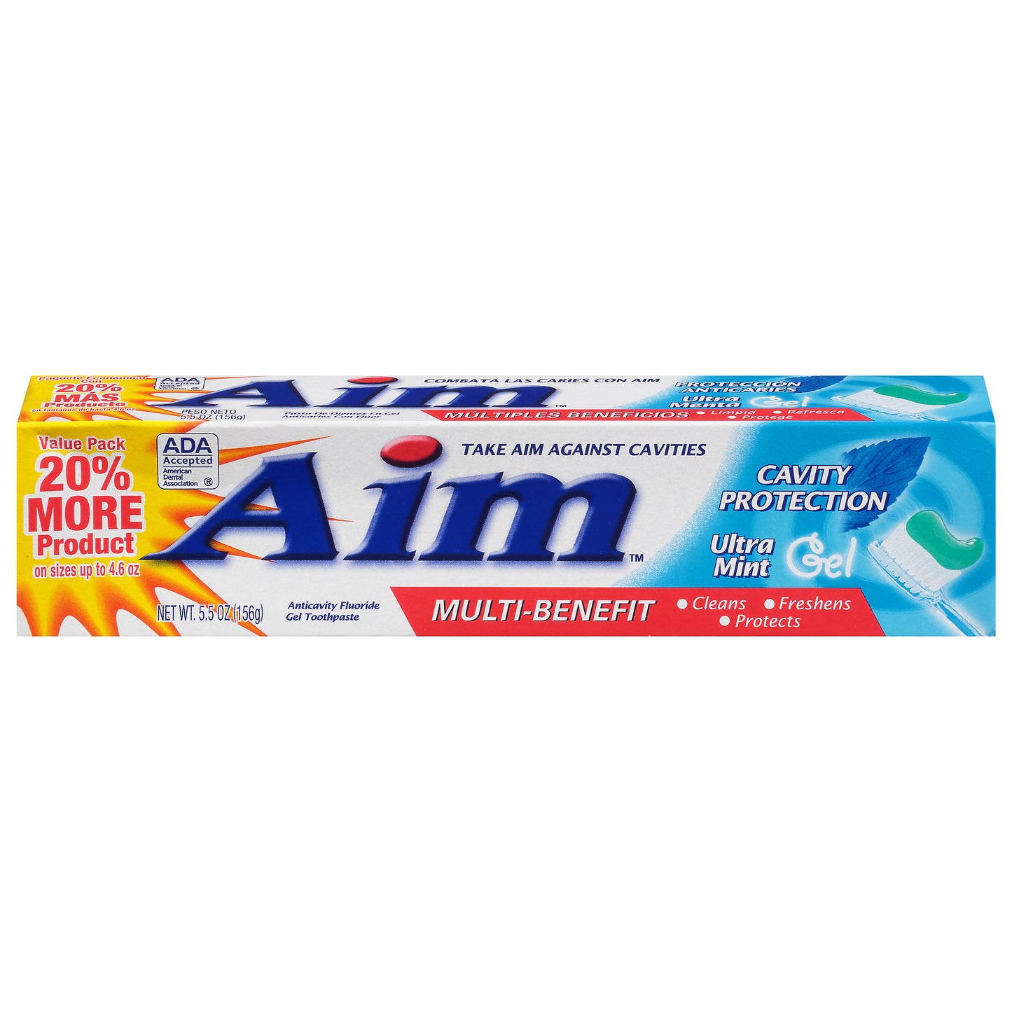 Aim Anticavity Fluoride Ultra Mint Gel Toothpaste Value Pack 5.5 oz